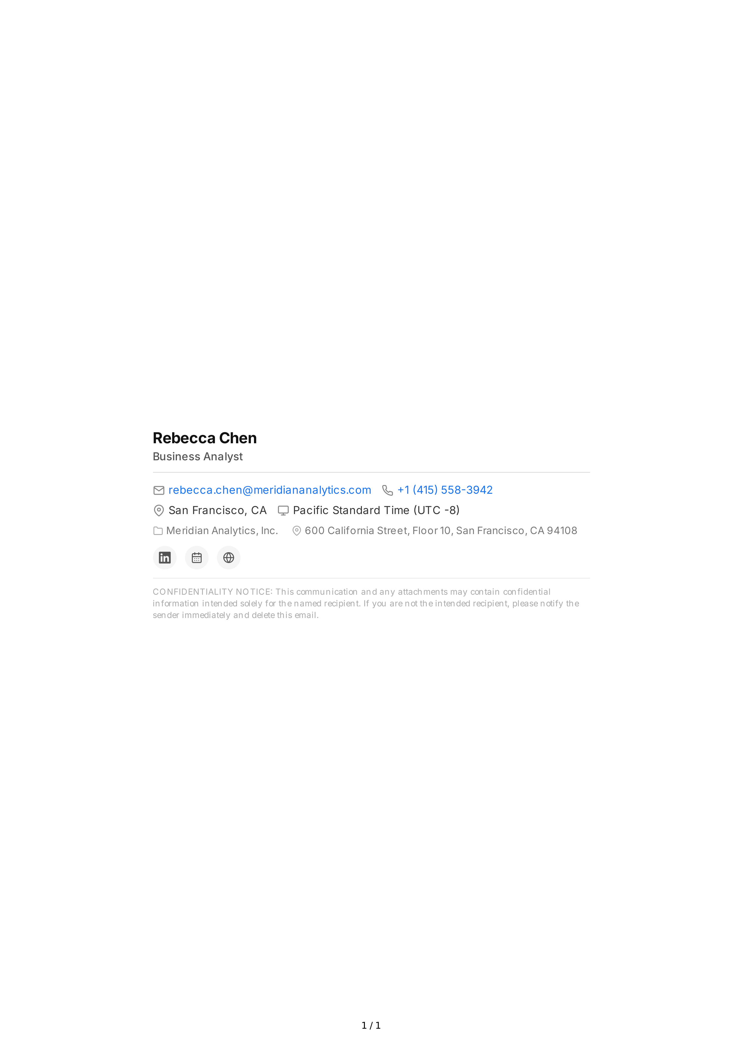 Business Analyst Email Signature — page 1