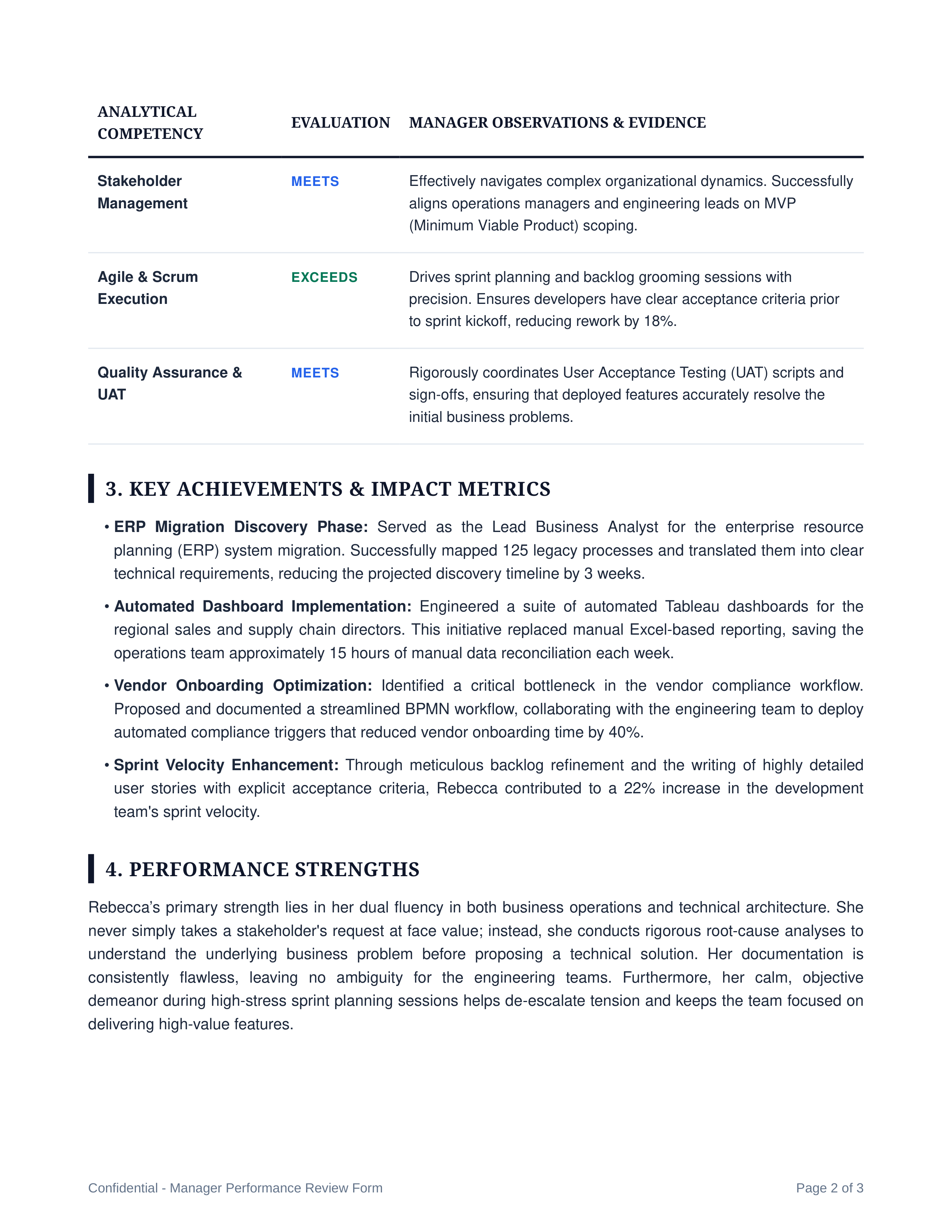 Business Analyst Performance Review — page 2
