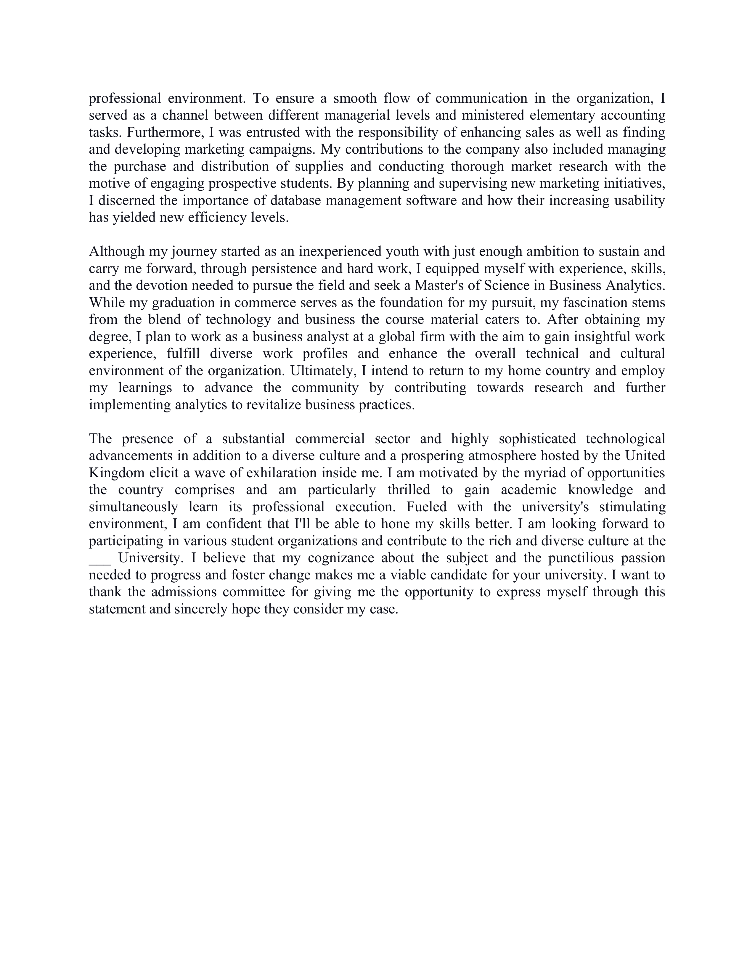Business Analyst Statement of Purpose — page 2