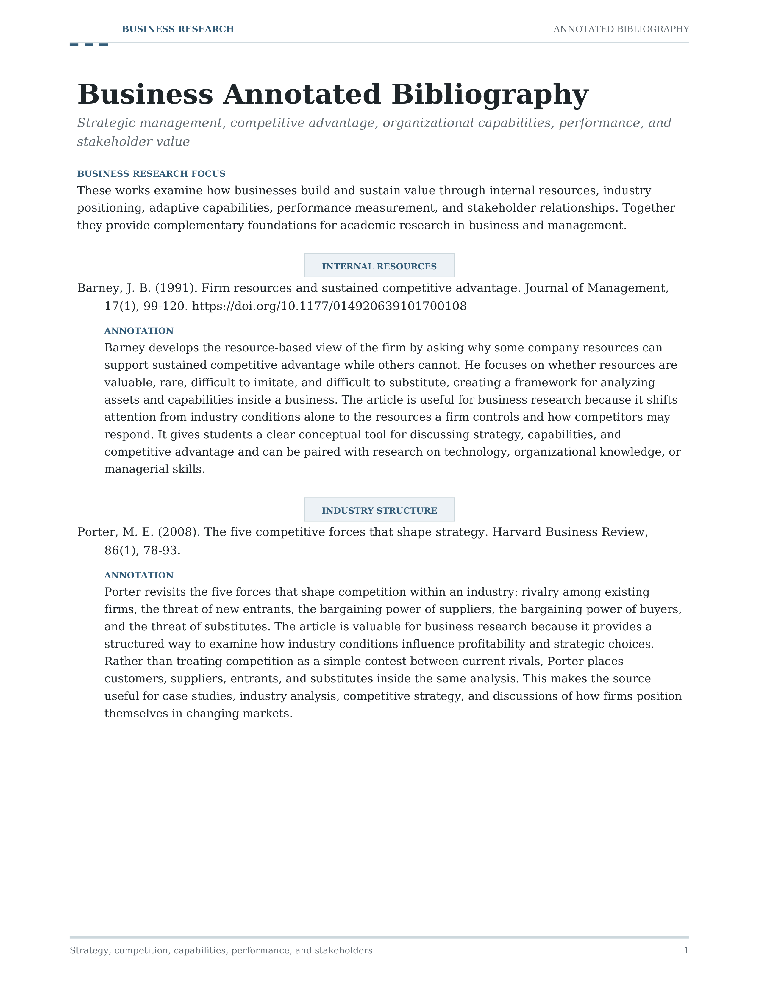 Business Annotated Bibliography — page 1