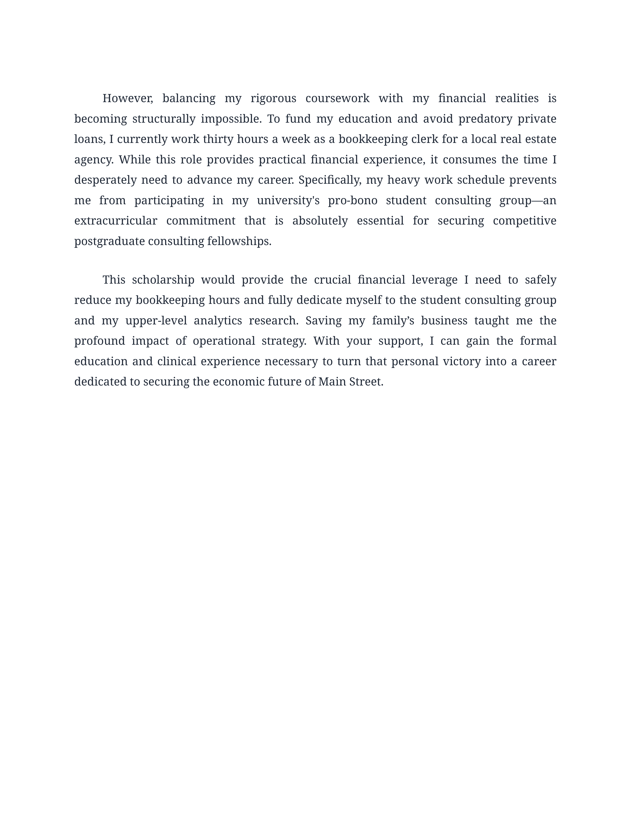 Business Career Goals Scholarship Essay — page 2