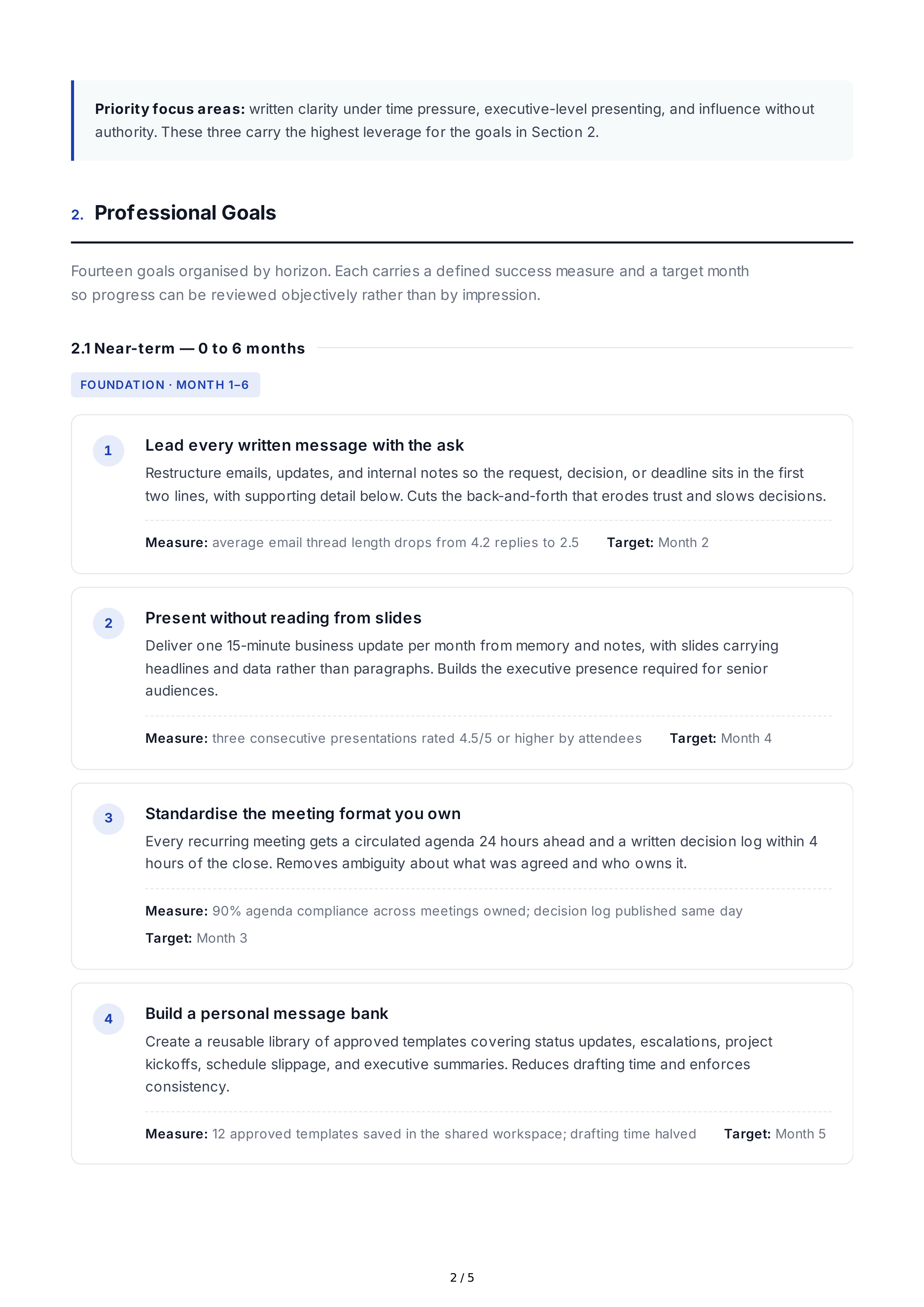 Business Communication Professional Goals — page 2