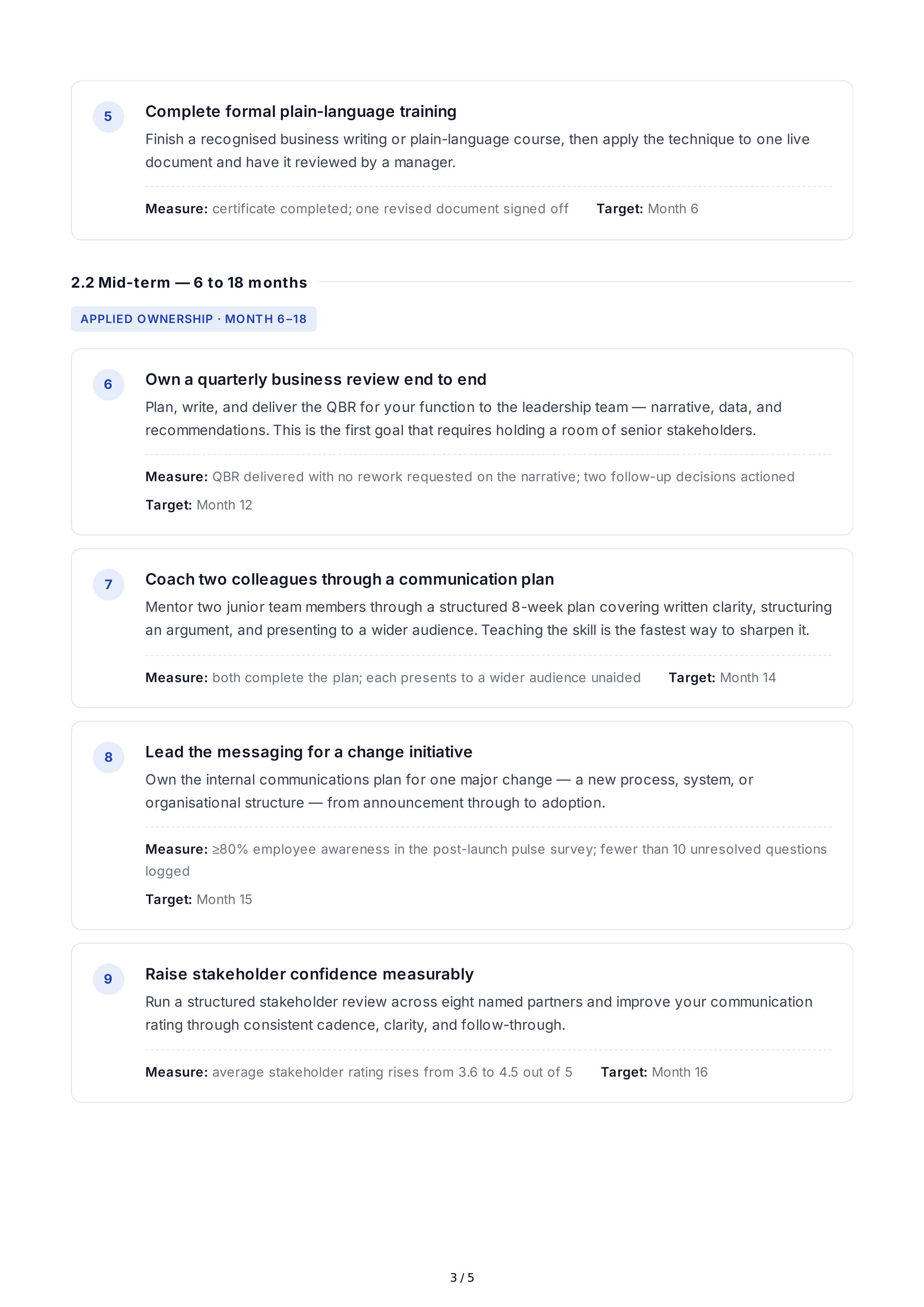 Business Communication Professional Goals — page 3