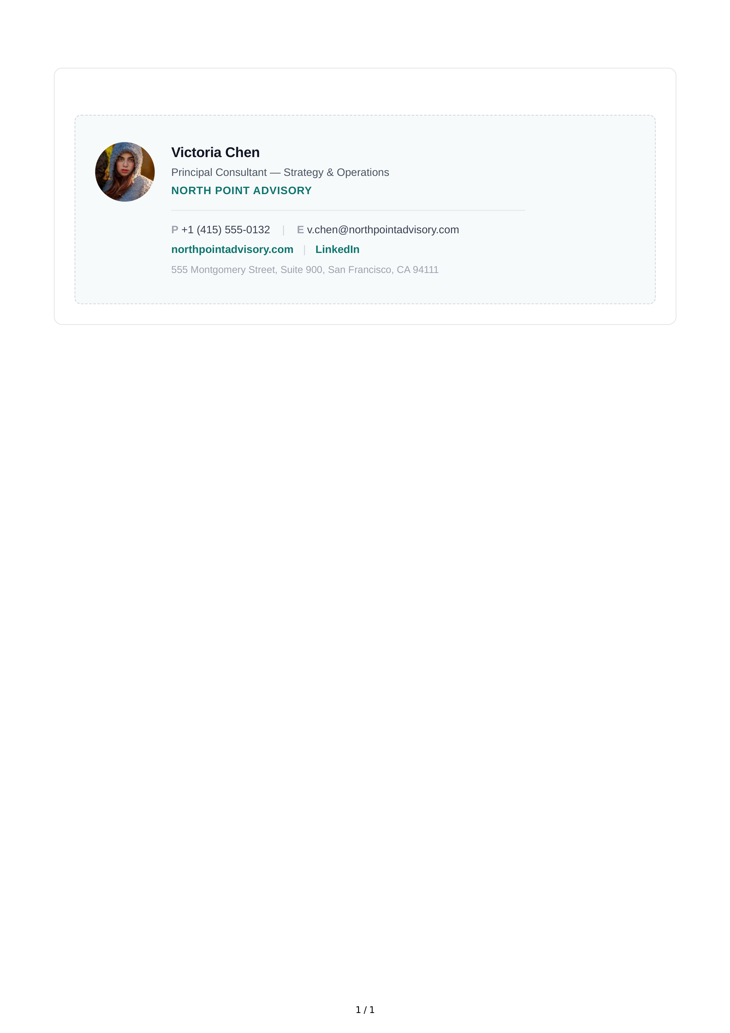 Business Consultant Email Signature — page 1