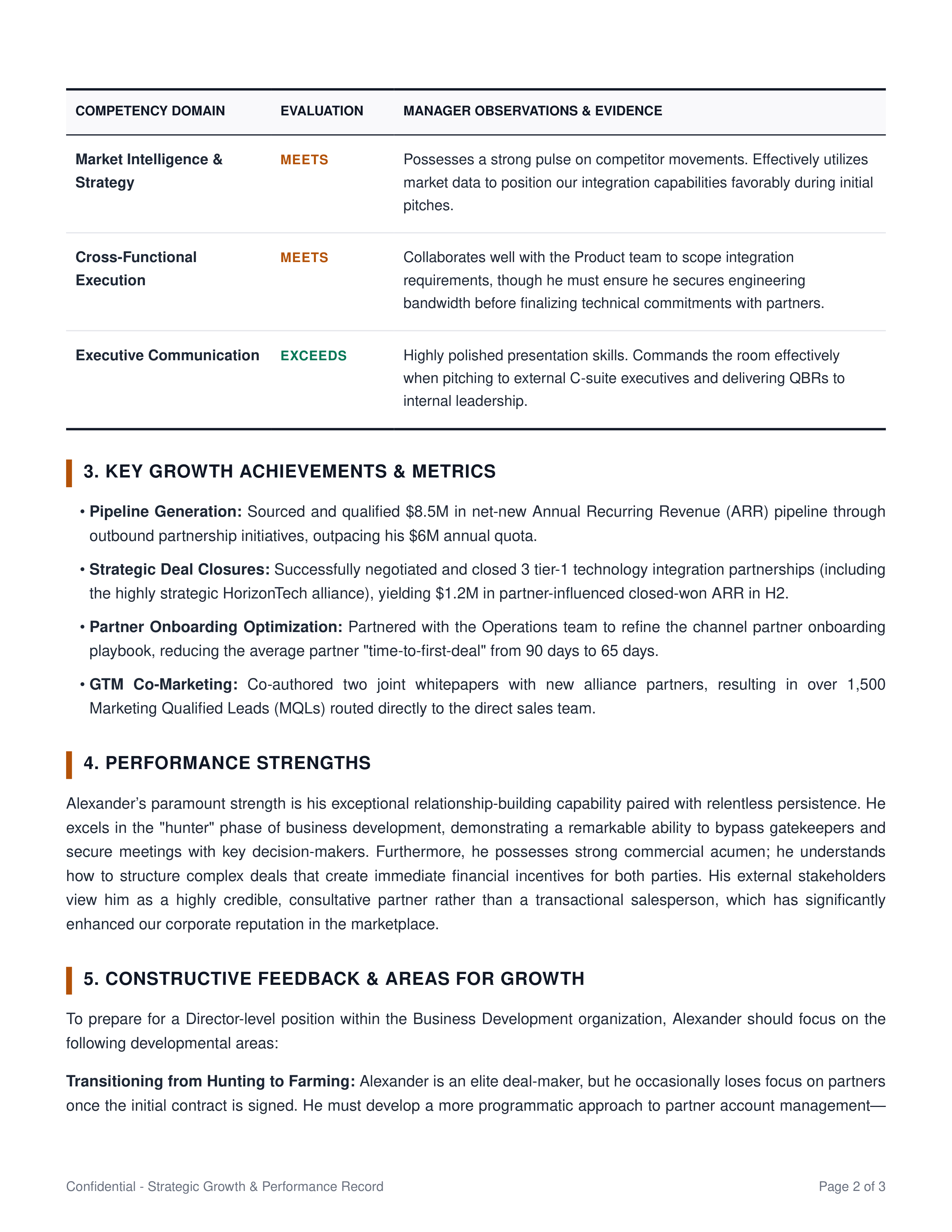 Business Development Manager Performance Review — page 2
