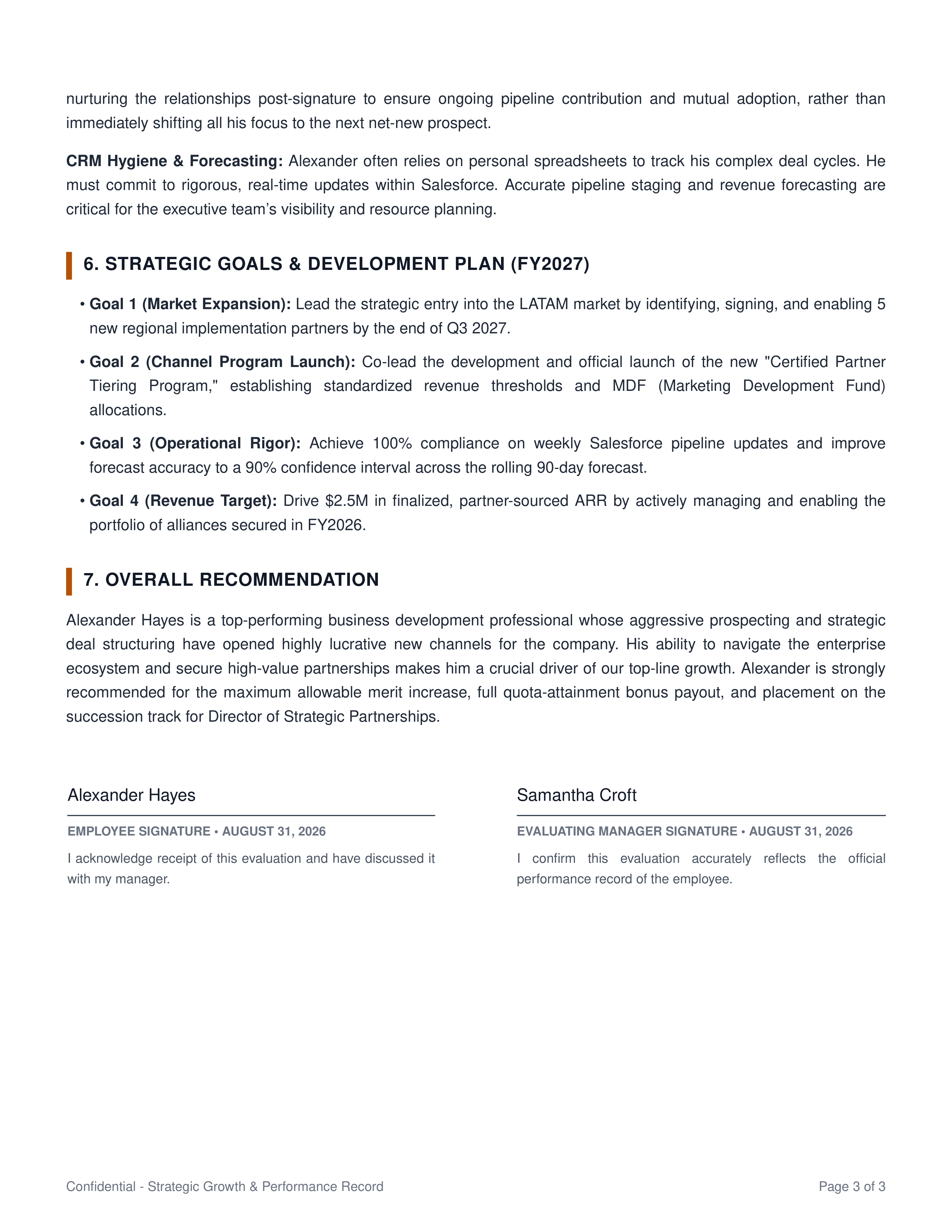 Business Development Manager Performance Review — page 3