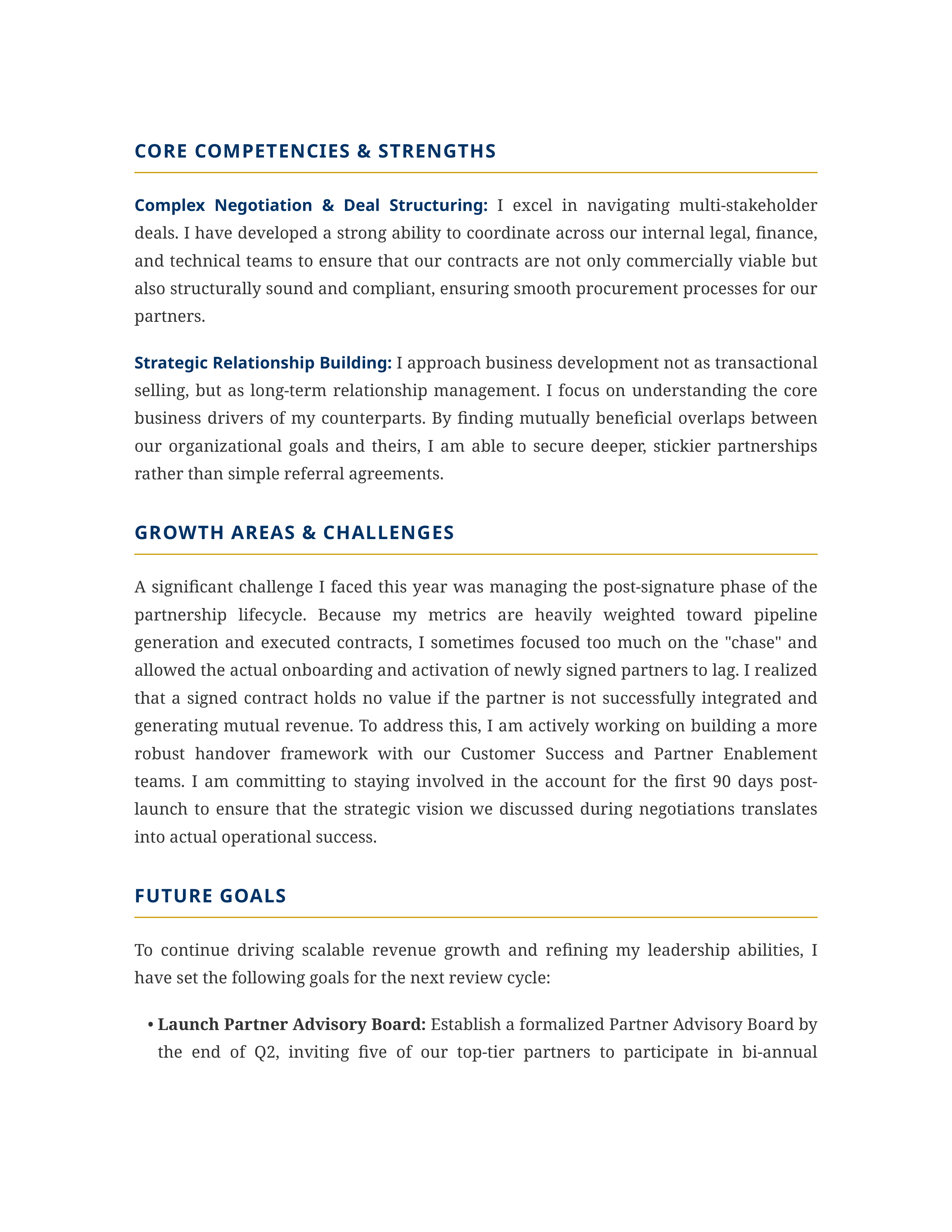 Business Development Manager Self Performance Review — page 2