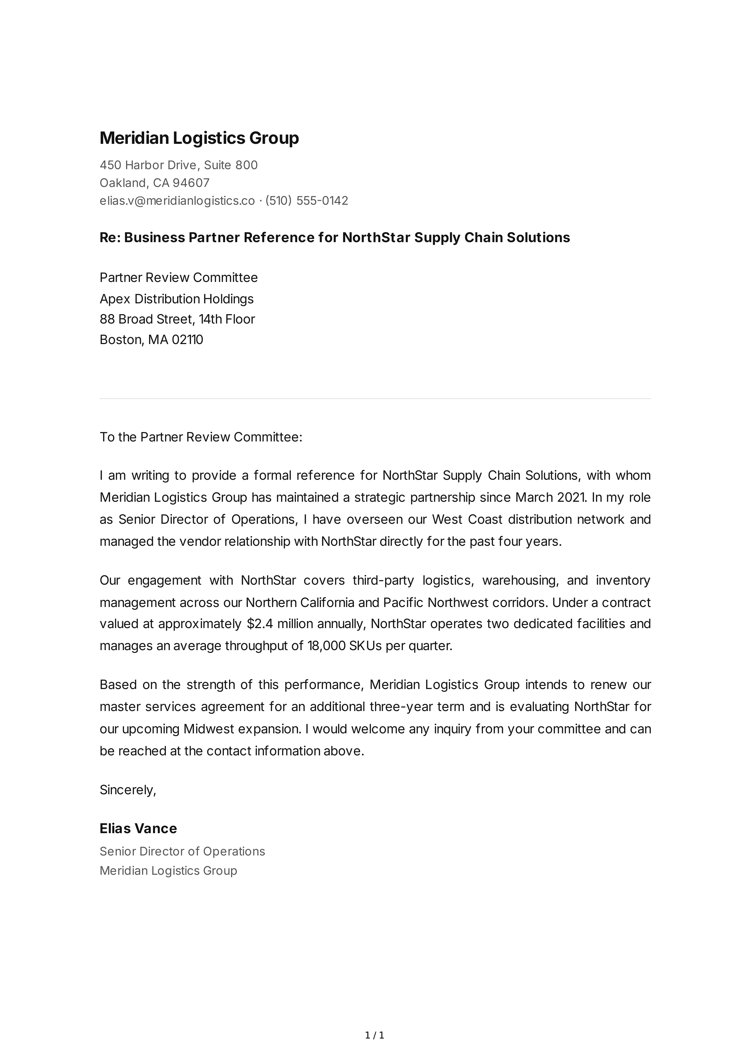 Business Partner Reference Letter — page 1