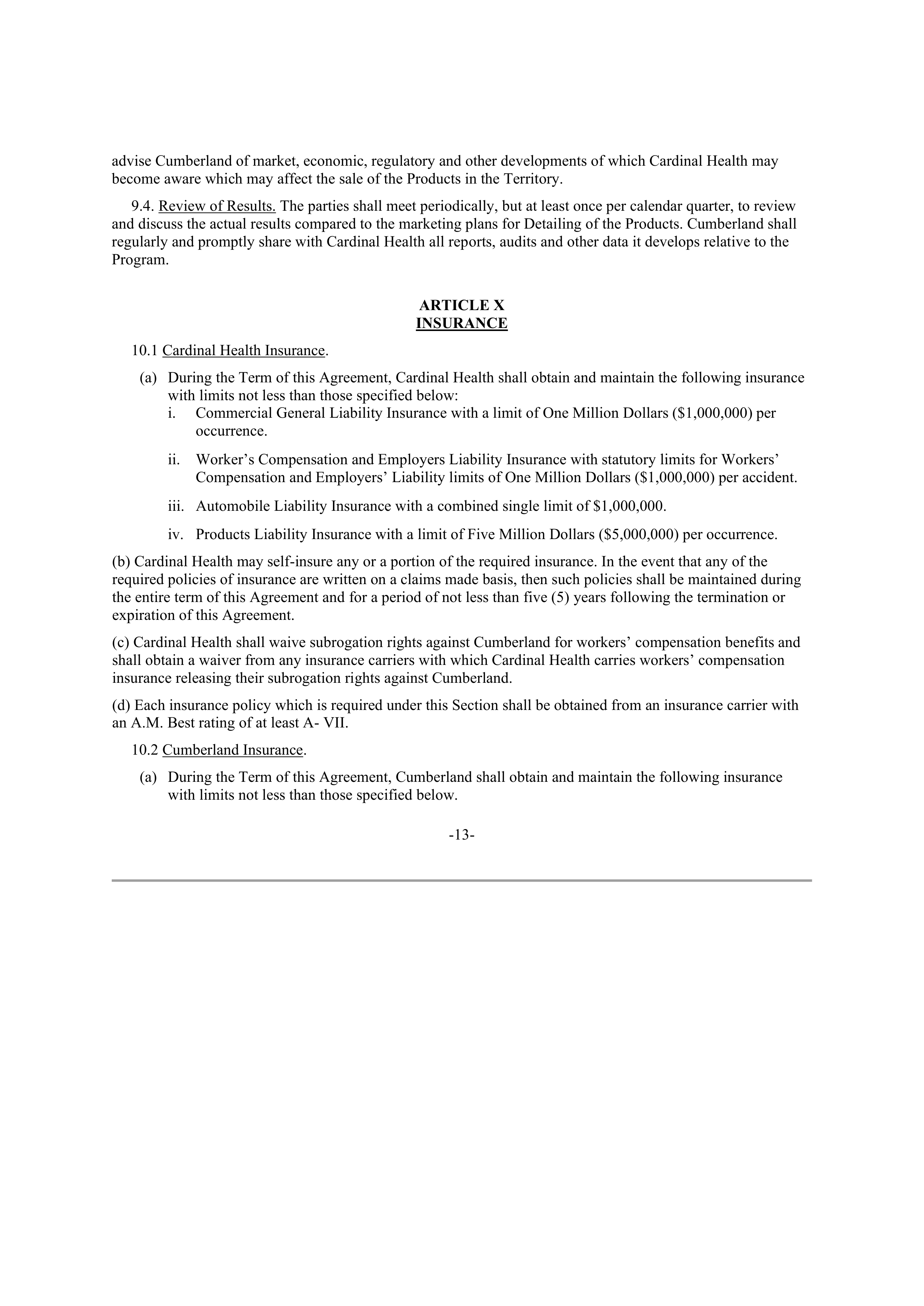 CARDINAL HEALTH CONTRACT SALES AND SERVICE AGREEMENT — page 12
