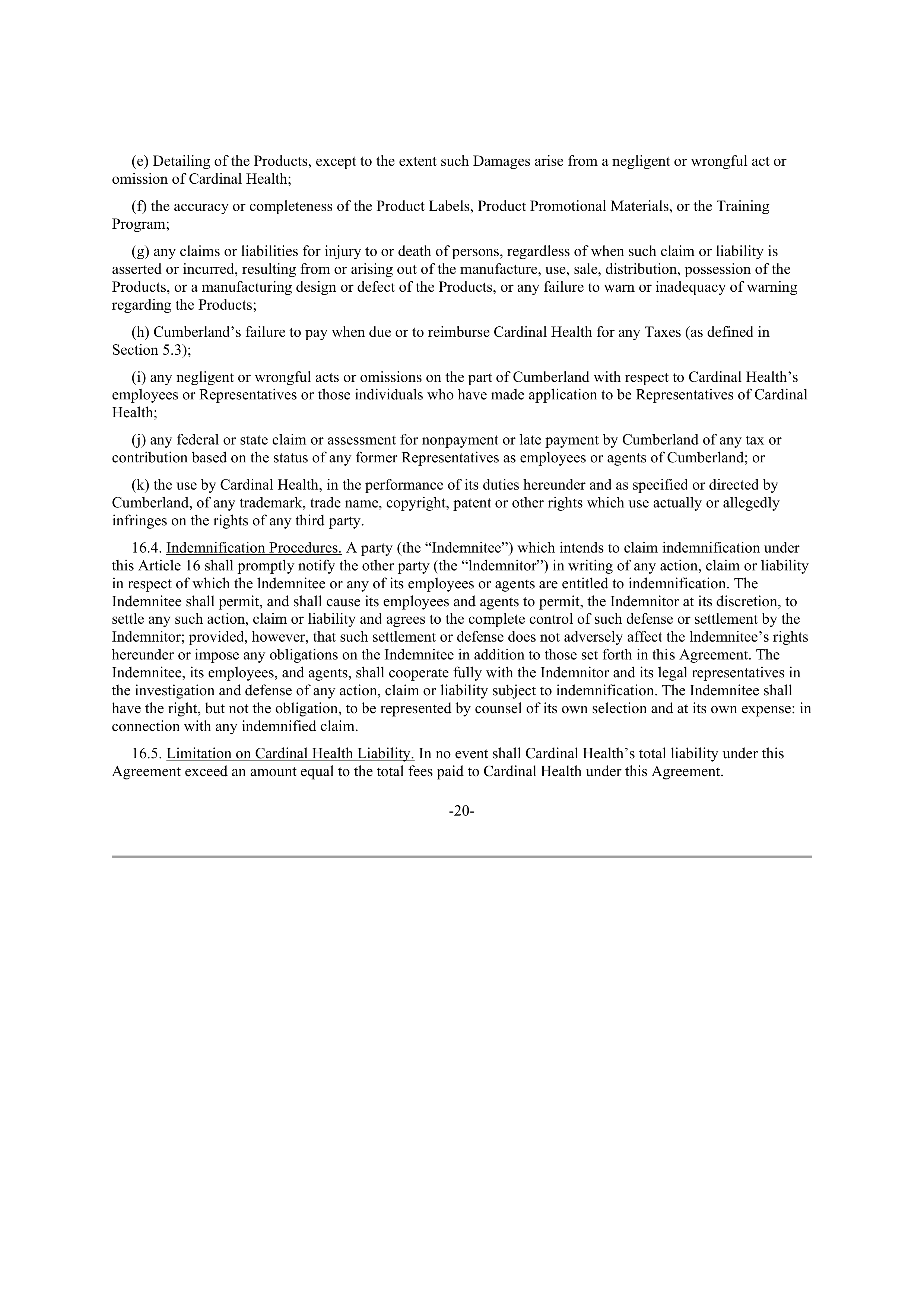 CARDINAL HEALTH CONTRACT SALES AND SERVICE AGREEMENT — page 19
