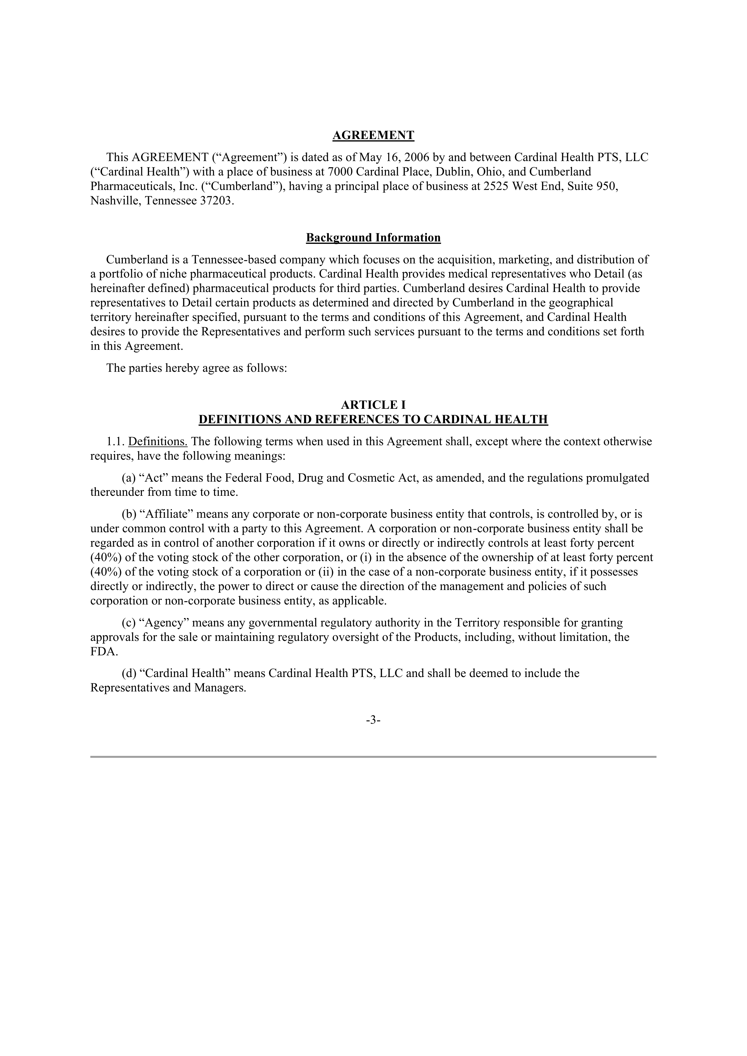 CARDINAL HEALTH CONTRACT SALES AND SERVICE AGREEMENT — page 2