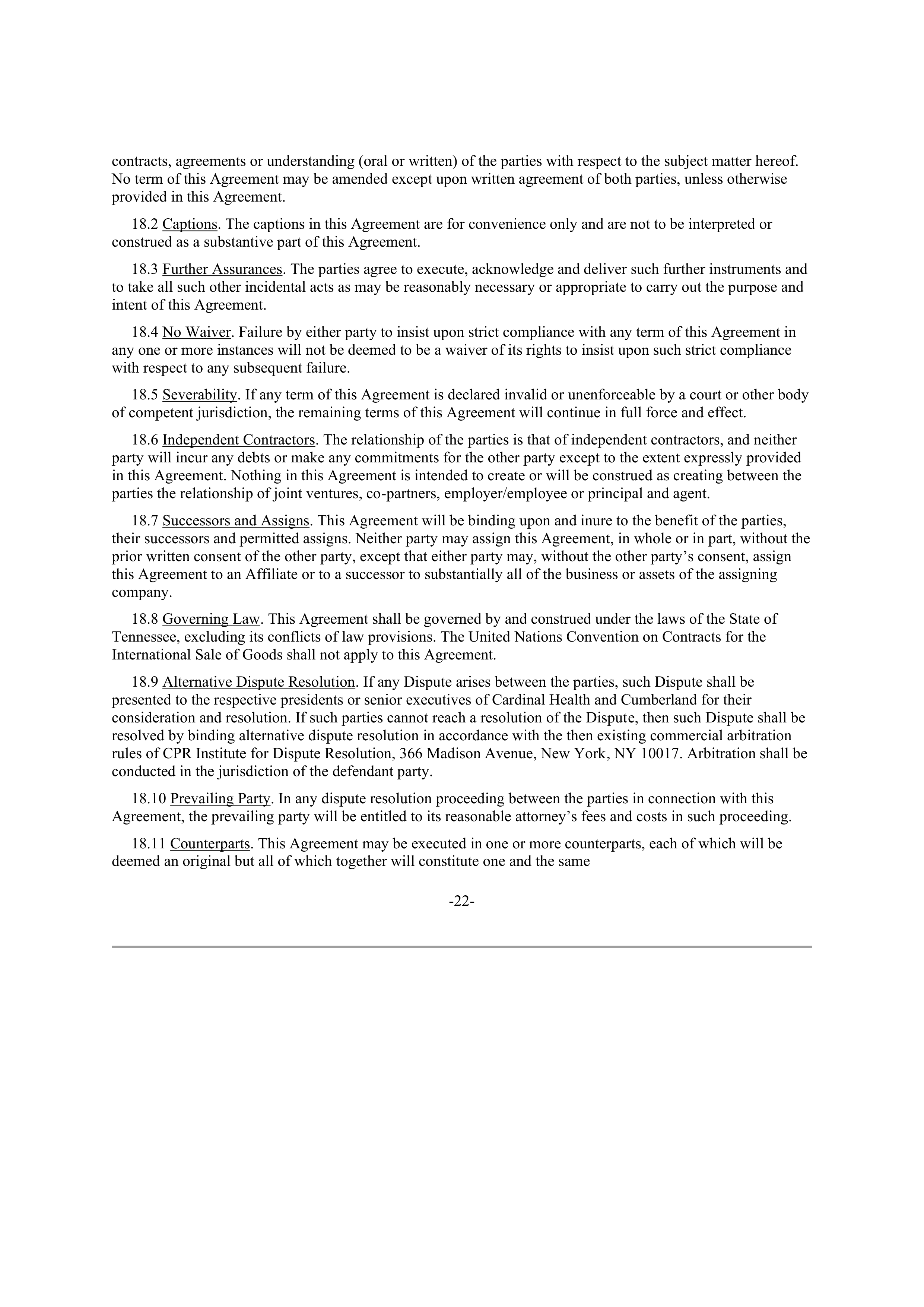 CARDINAL HEALTH CONTRACT SALES AND SERVICE AGREEMENT — page 21