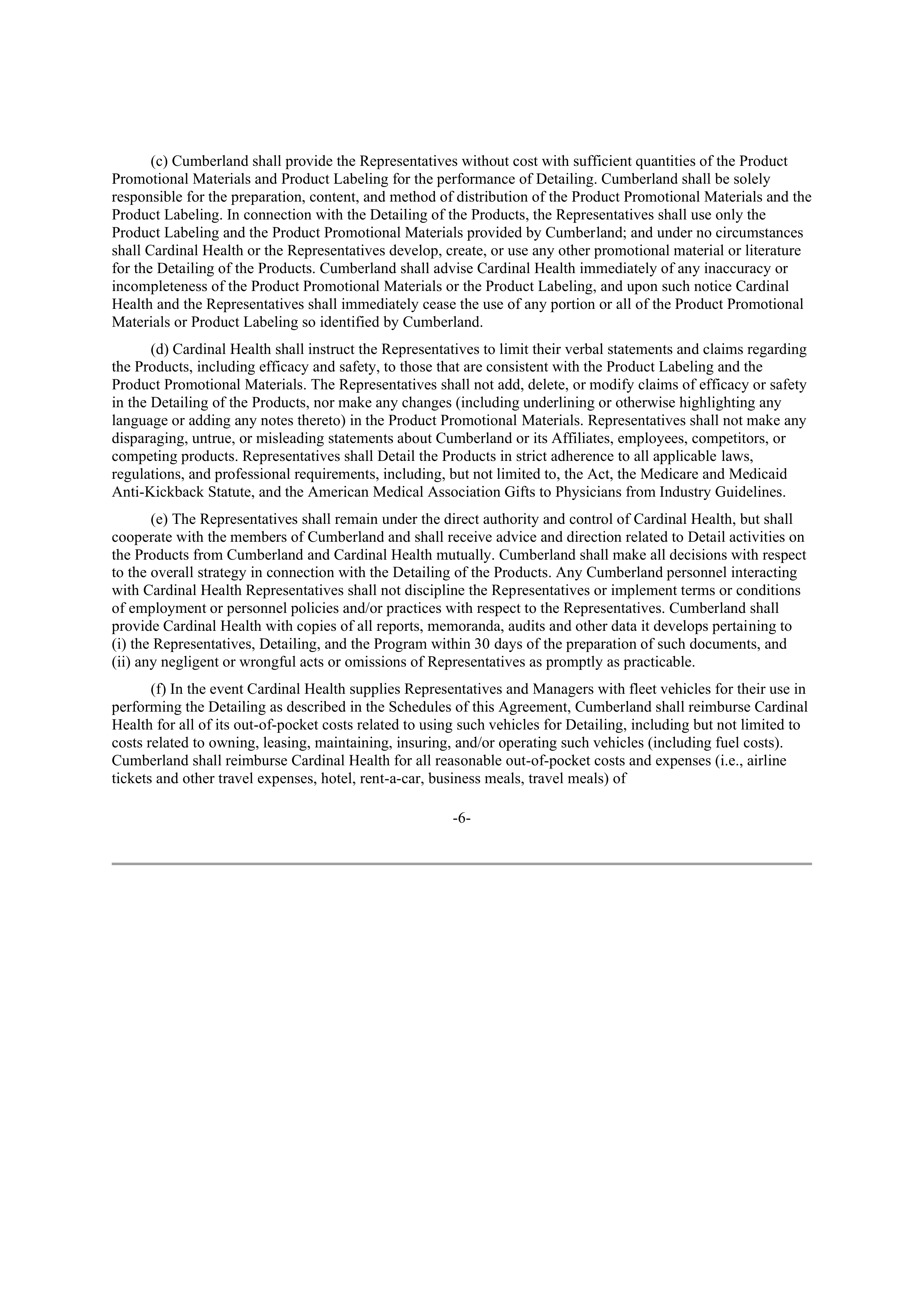 CARDINAL HEALTH CONTRACT SALES AND SERVICE AGREEMENT — page 5