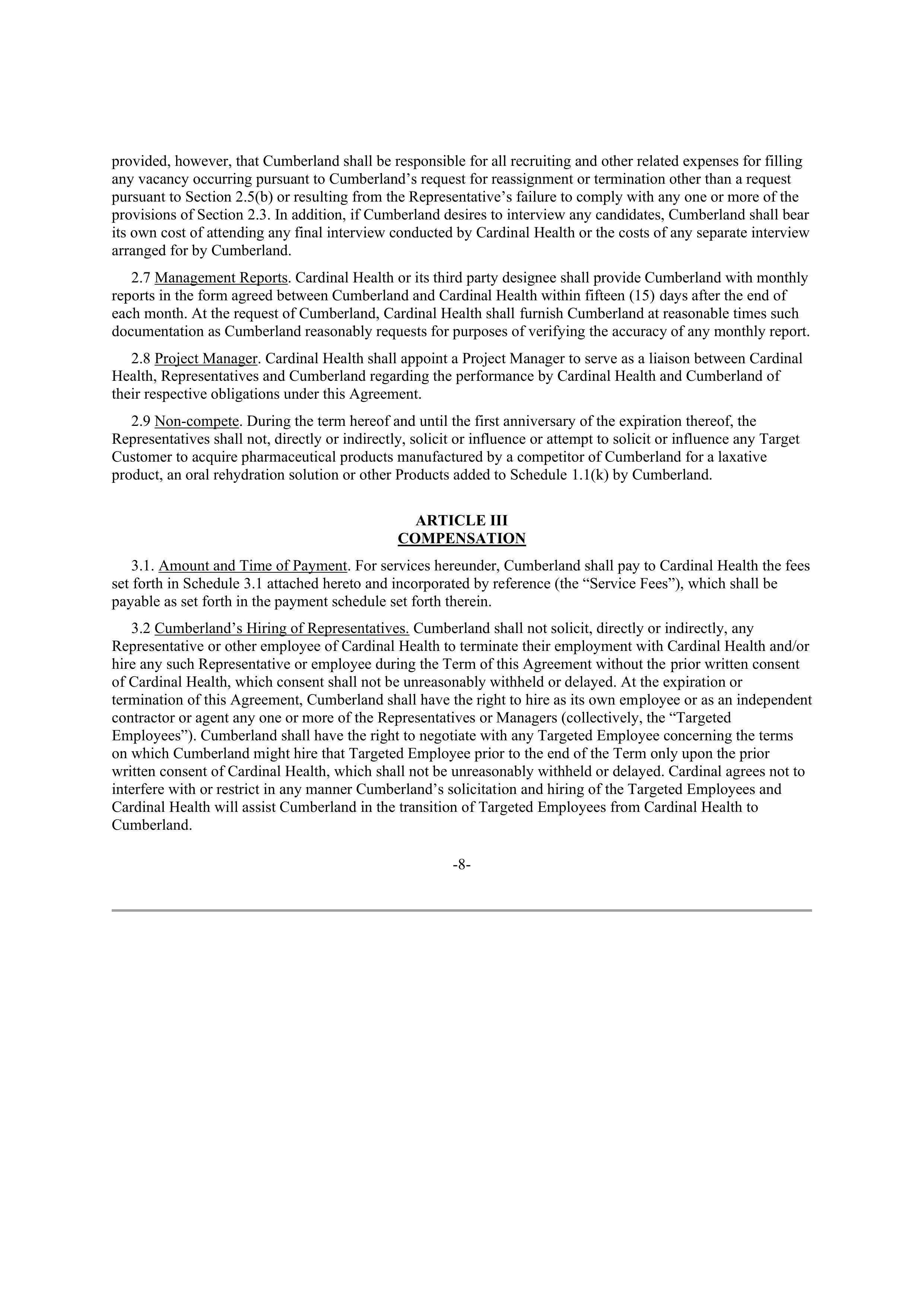 CARDINAL HEALTH CONTRACT SALES AND SERVICE AGREEMENT — page 7