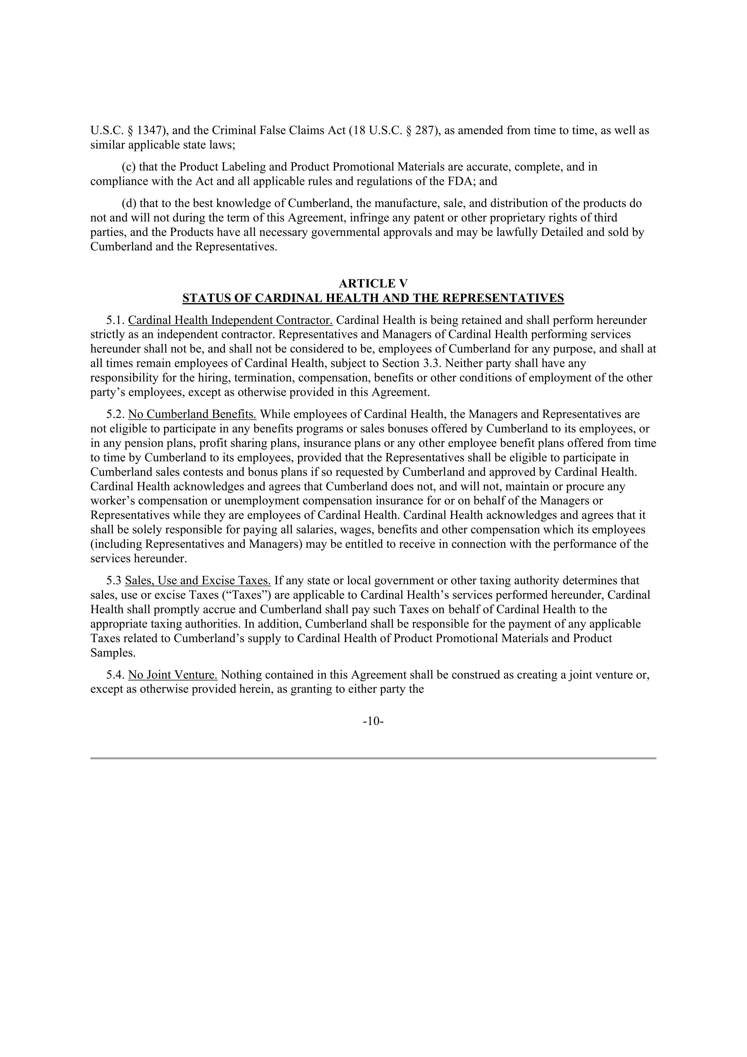 CARDINAL HEALTH CONTRACT SALES AND SERVICE AGREEMENT — page 9