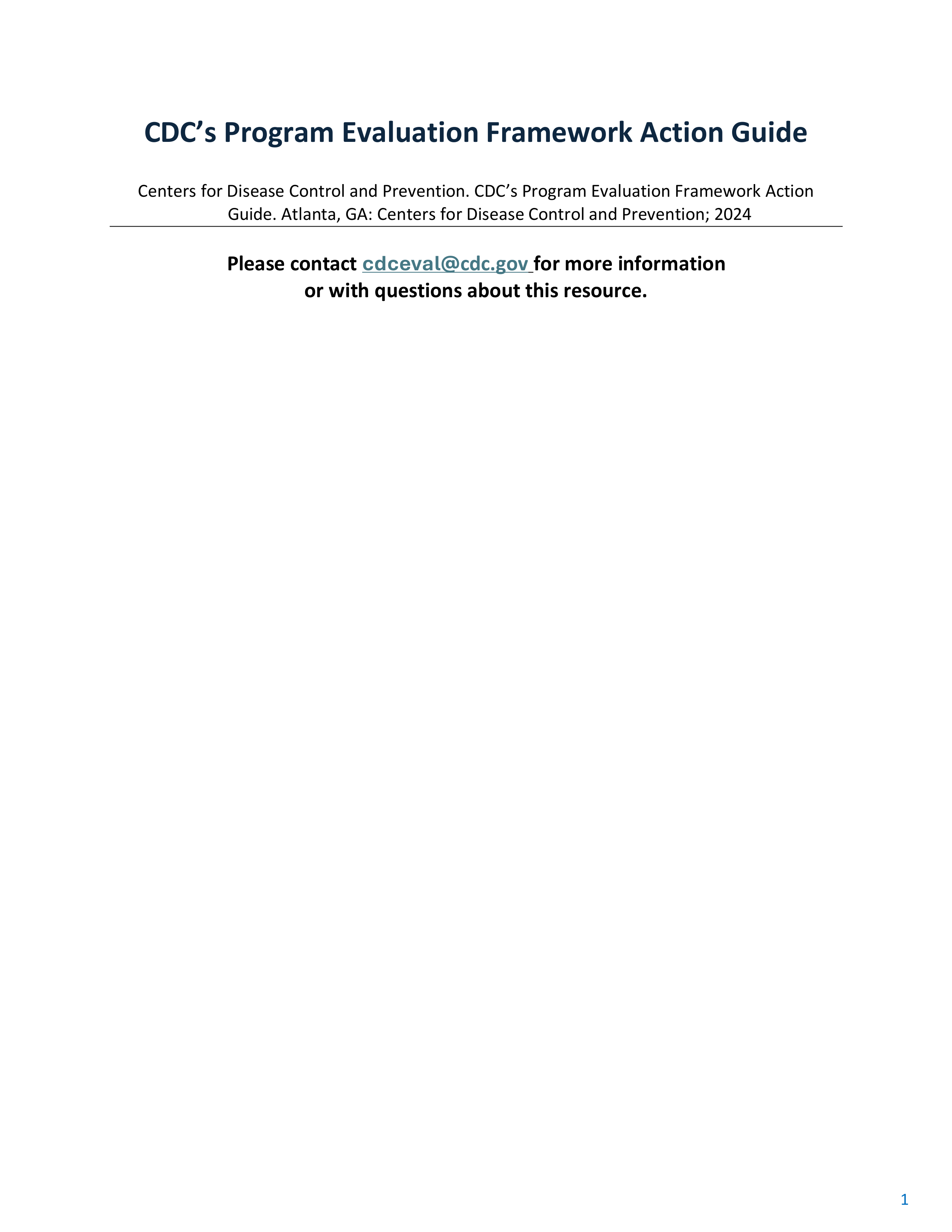 CDC Program Evaluation Framework Action Guide — page 2