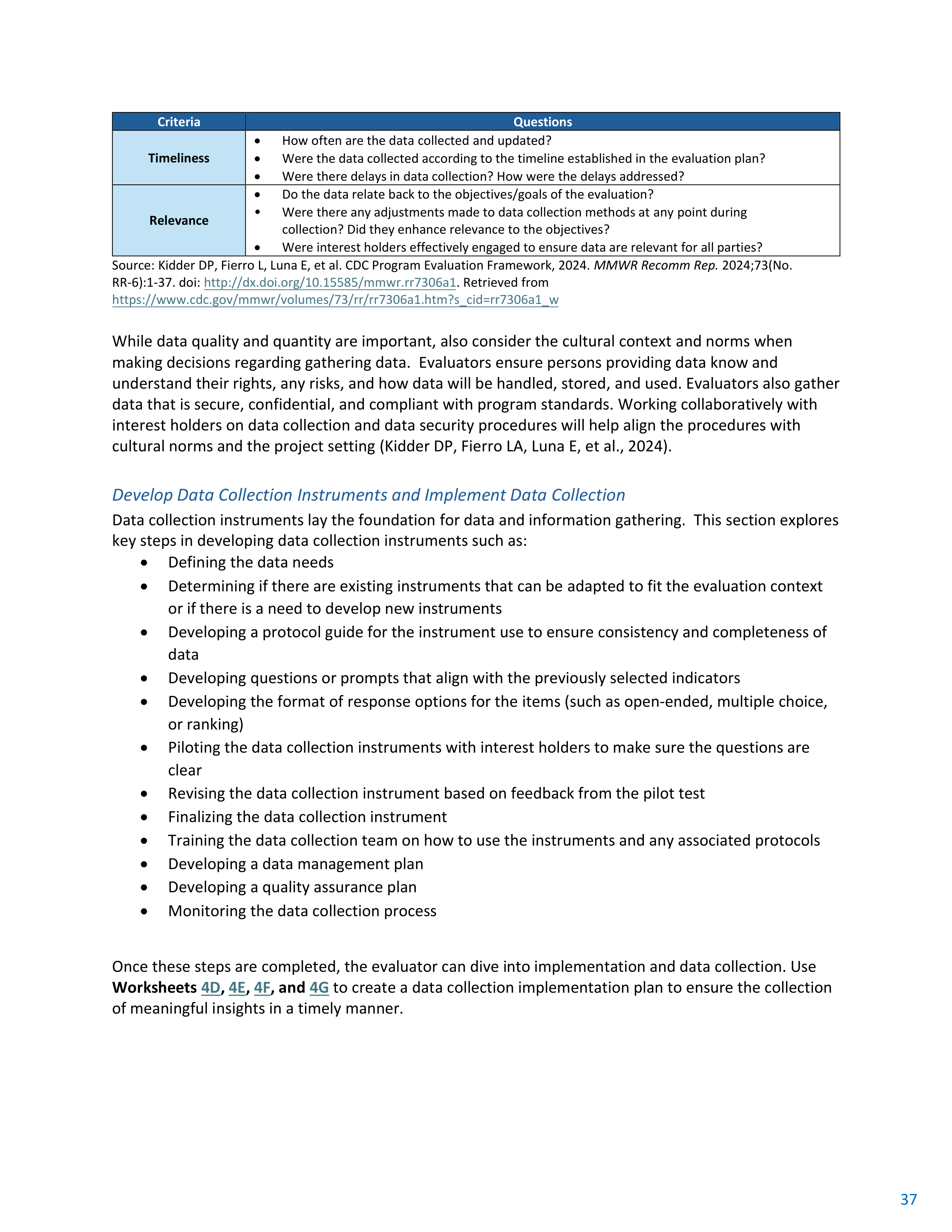 CDC Program Evaluation Framework Action Guide — page 38