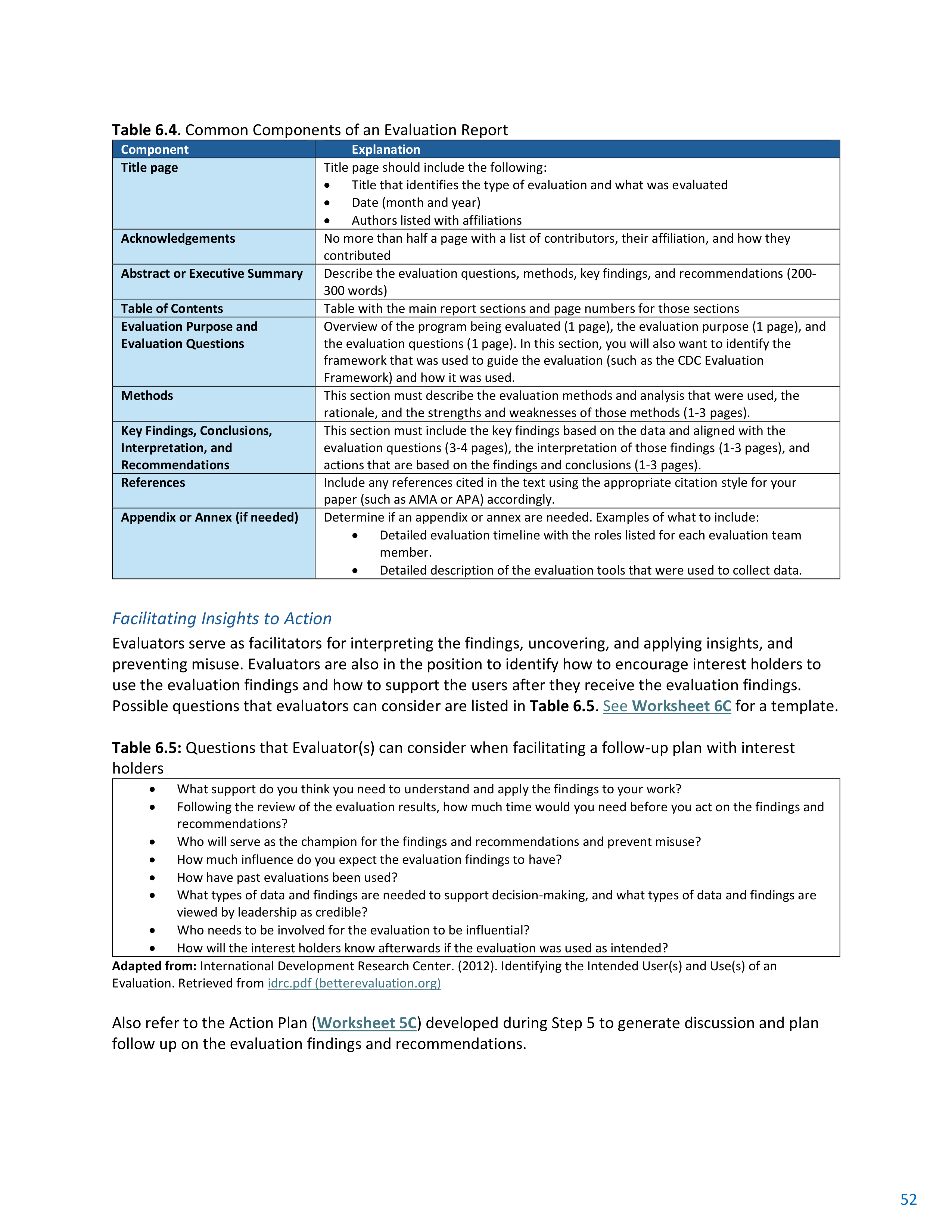 CDC Program Evaluation Framework Action Guide — page 53