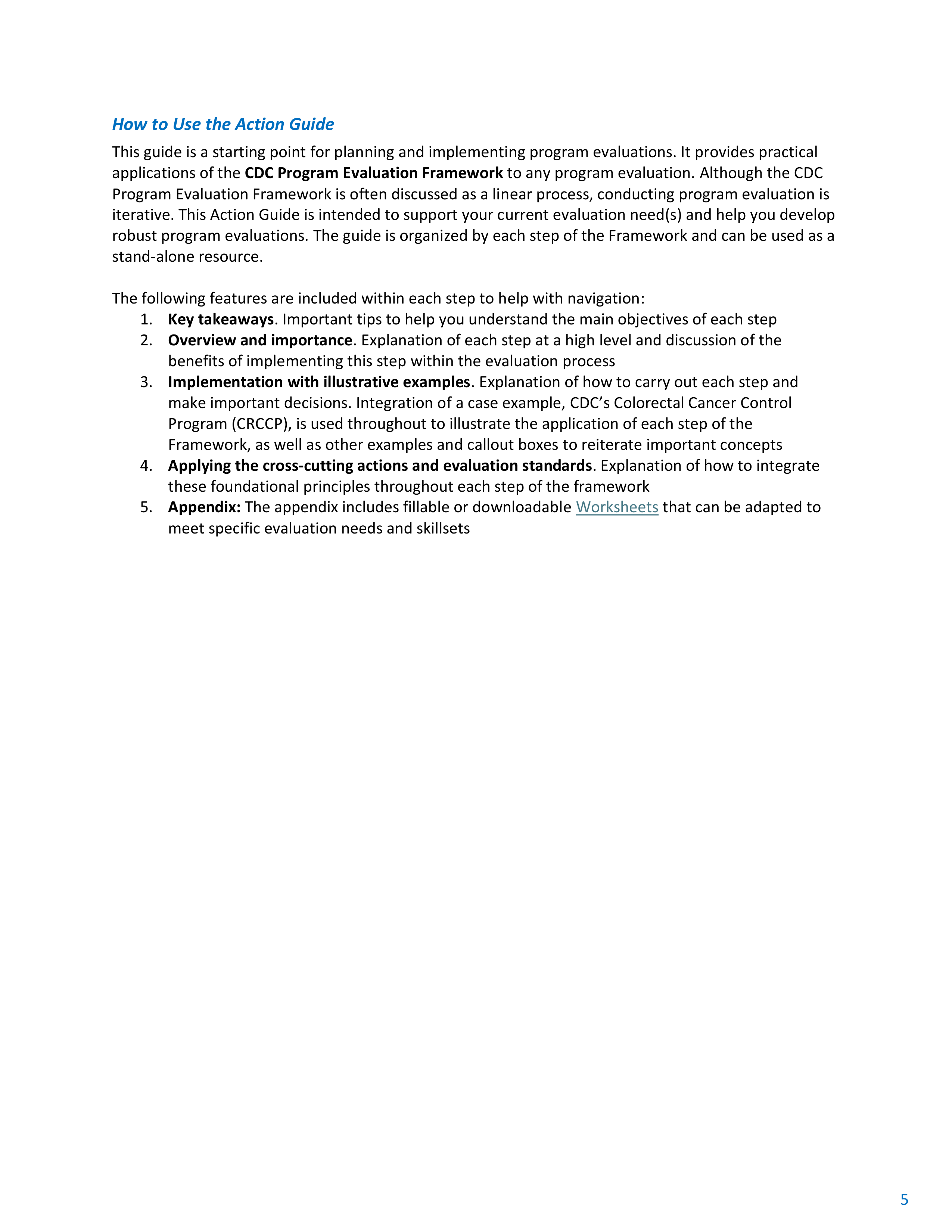 CDC Program Evaluation Framework Action Guide — page 6