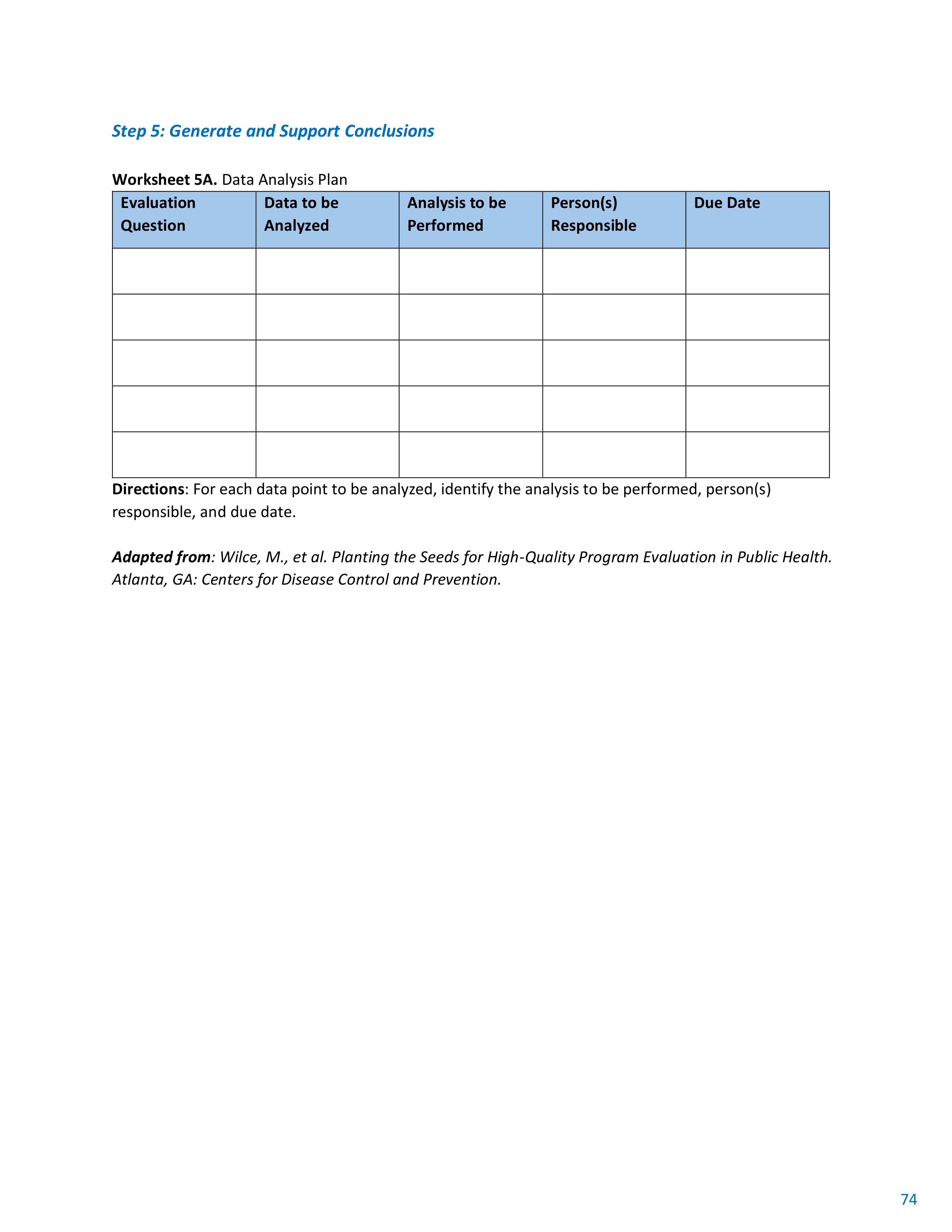 CDC Program Evaluation Framework Action Guide — page 75