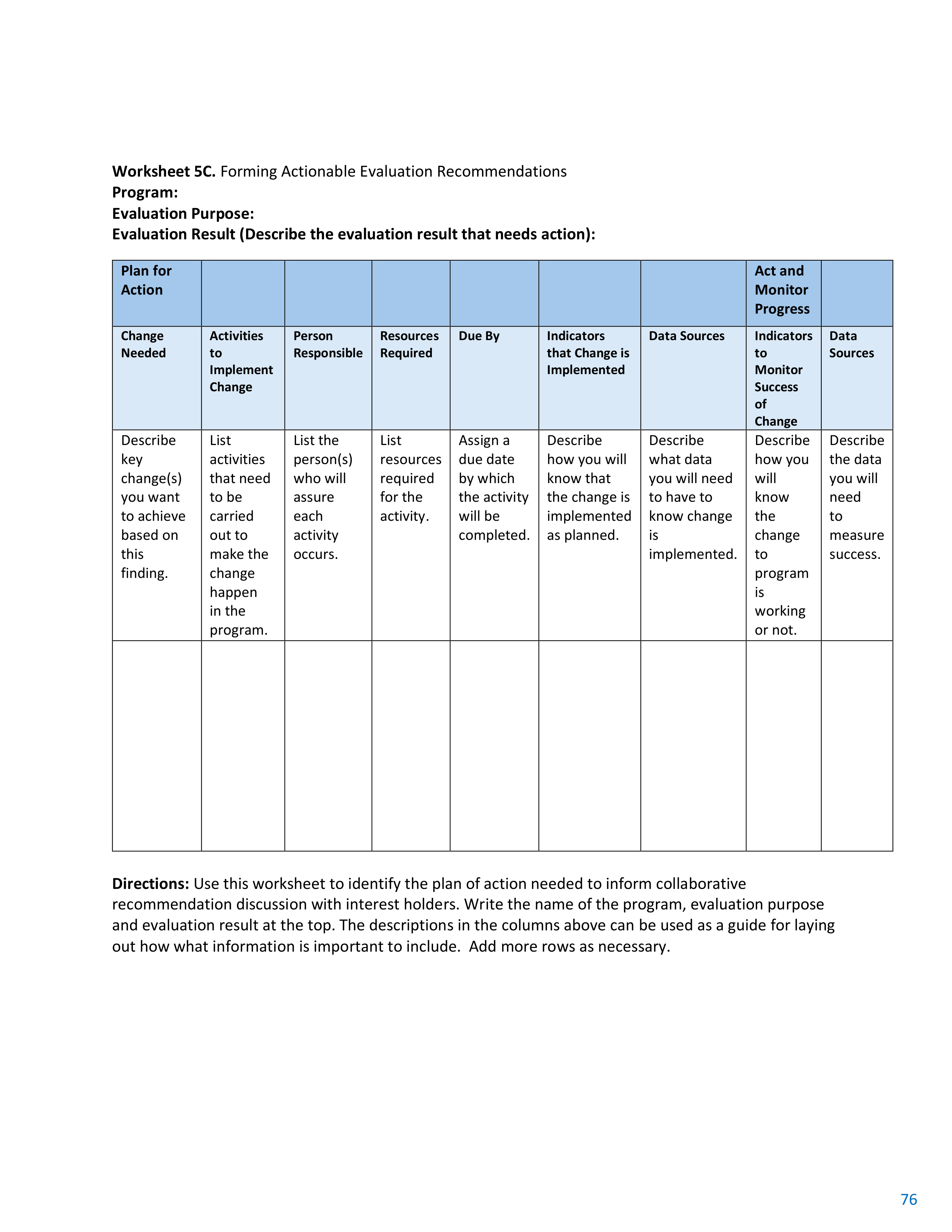 CDC Program Evaluation Framework Action Guide — page 77