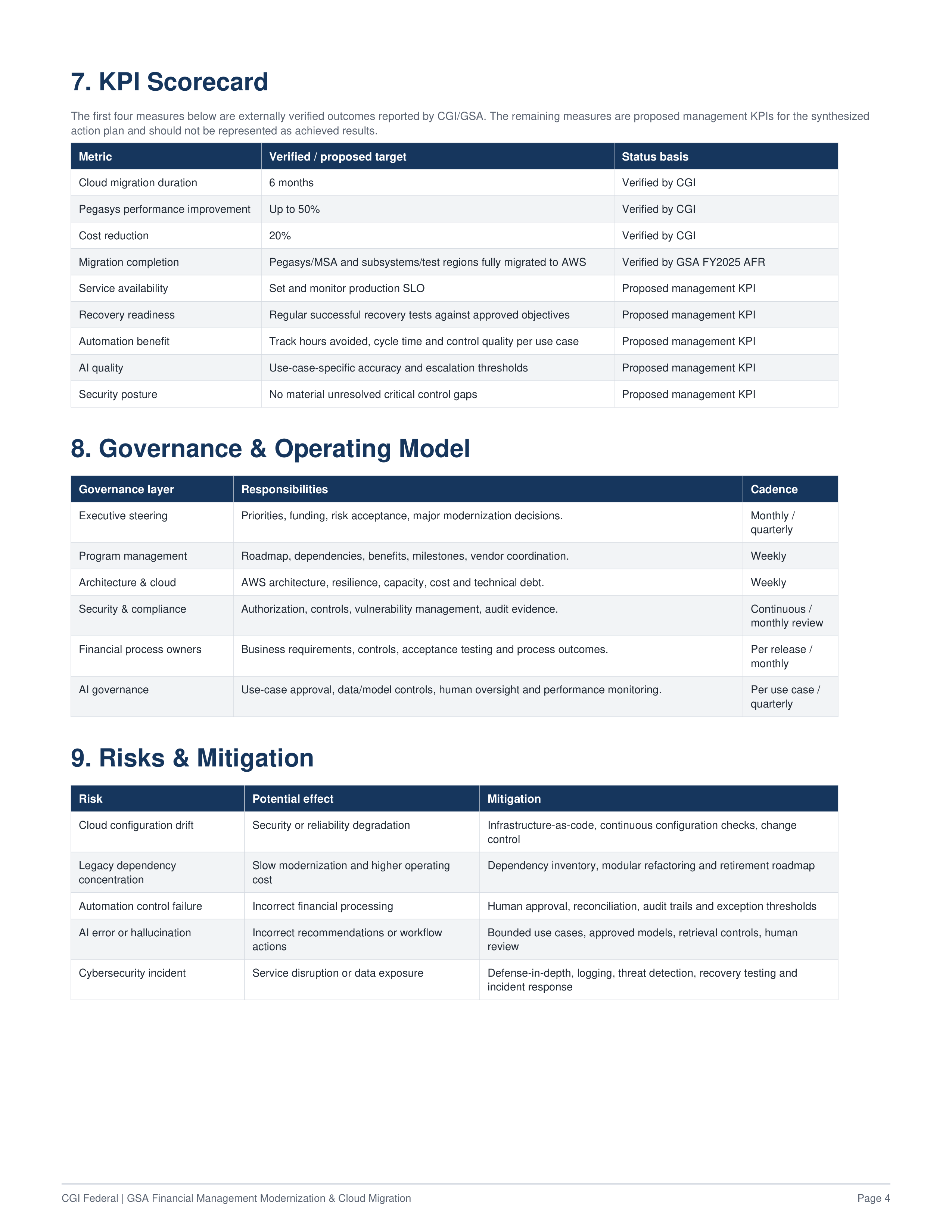 CGI Federal’s GSA Financial Management Modernization & Cloud Migration Action Plan — page 4