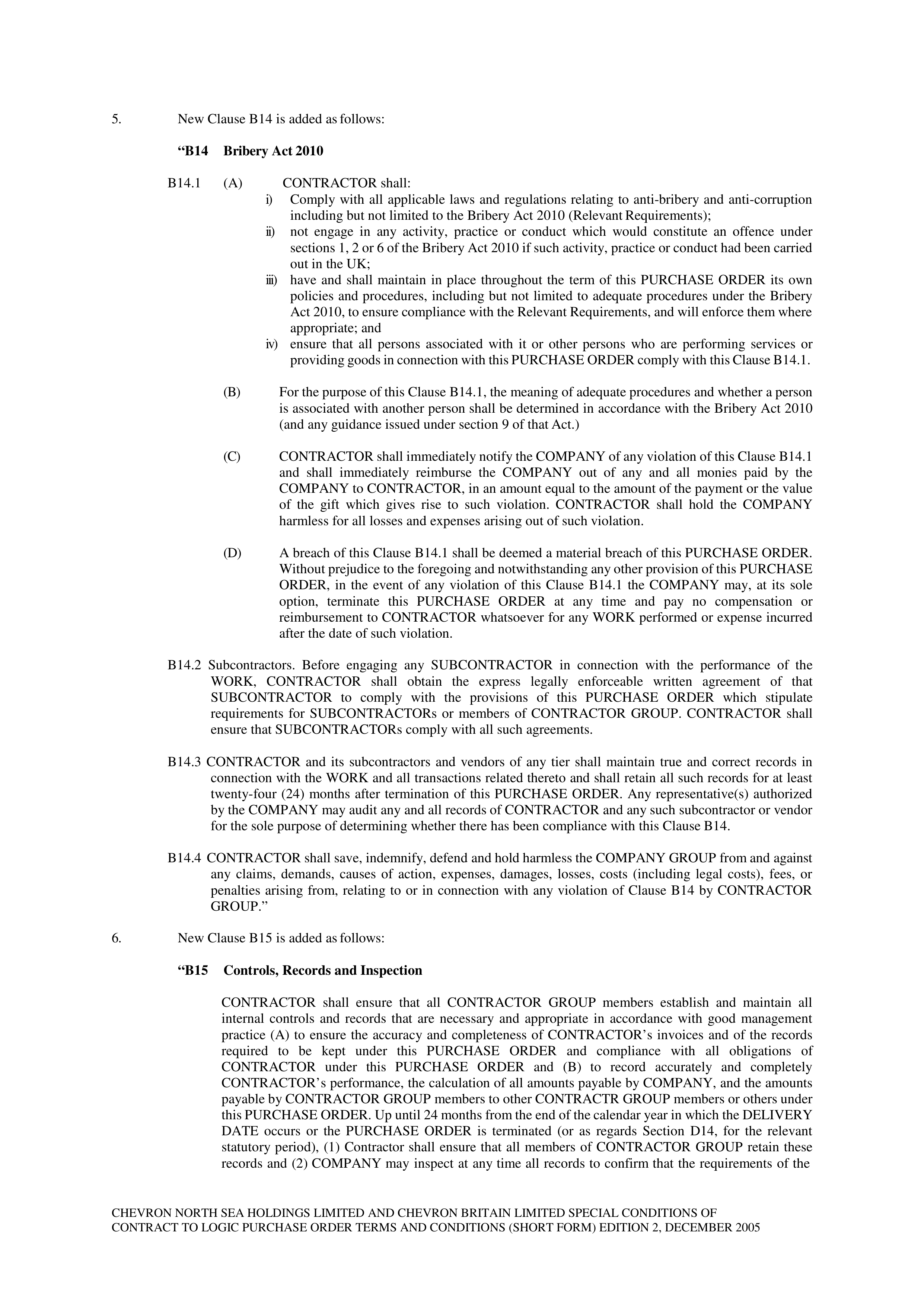 CHEVRON CONTRACT TO LOGIC PURCHASE ORDER TERMS AND CONDITIONS — page 2