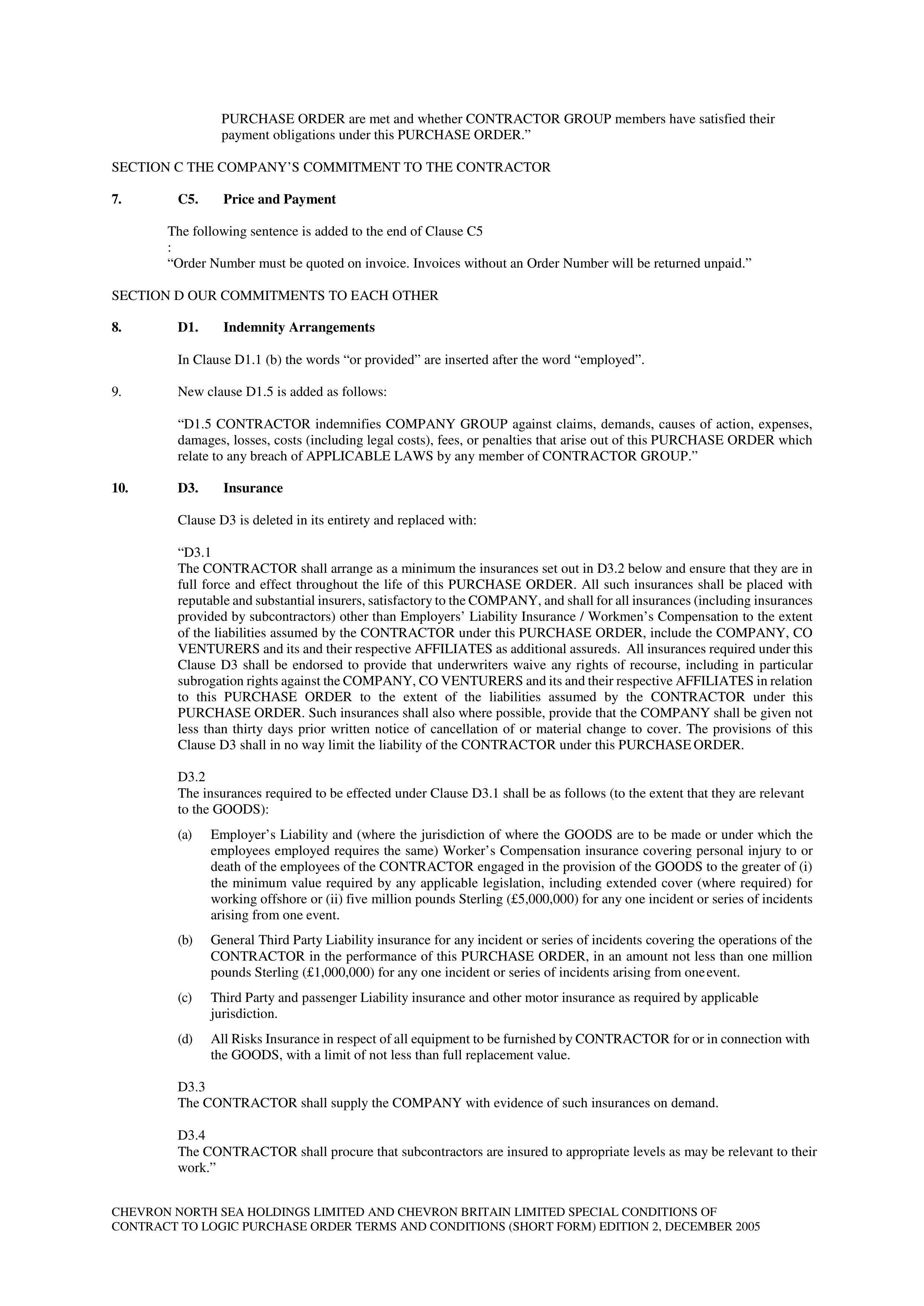 CHEVRON CONTRACT TO LOGIC PURCHASE ORDER TERMS AND CONDITIONS — page 3