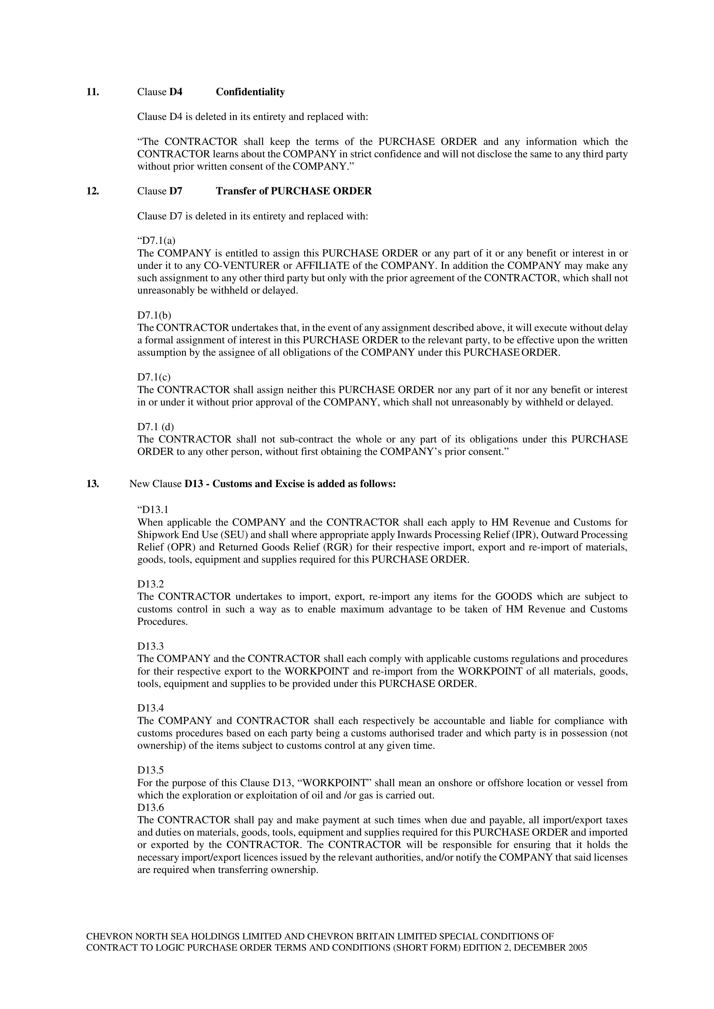 CHEVRON CONTRACT TO LOGIC PURCHASE ORDER TERMS AND CONDITIONS — page 4