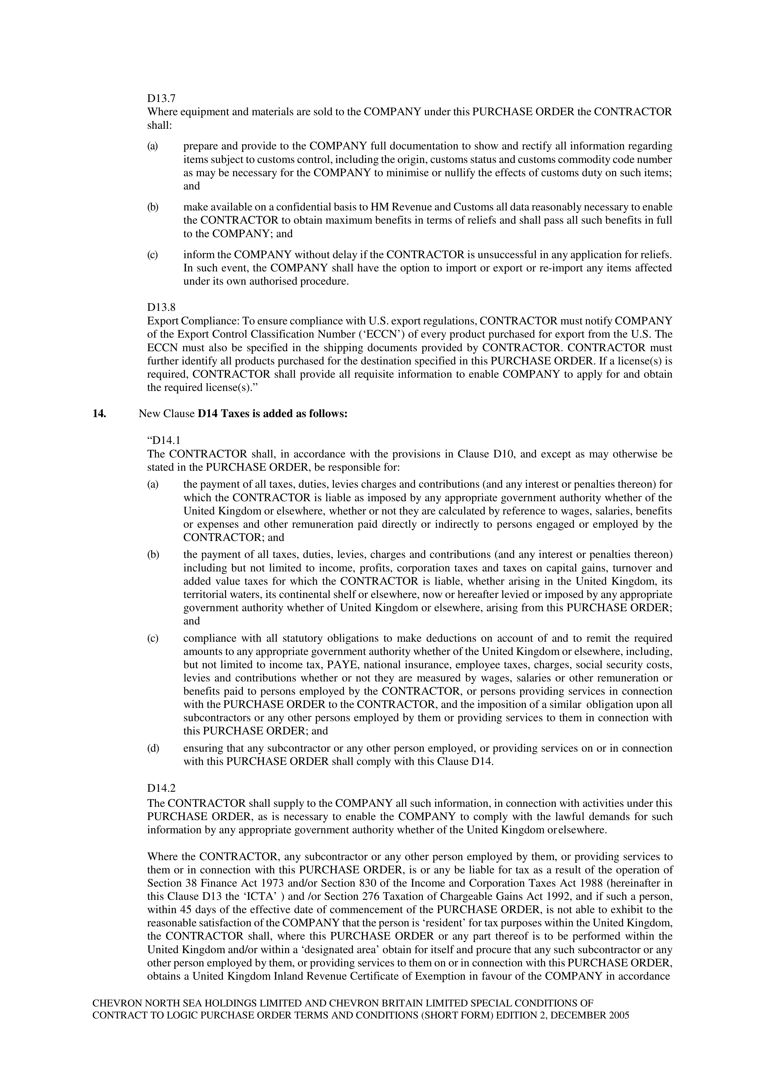 CHEVRON CONTRACT TO LOGIC PURCHASE ORDER TERMS AND CONDITIONS — page 5