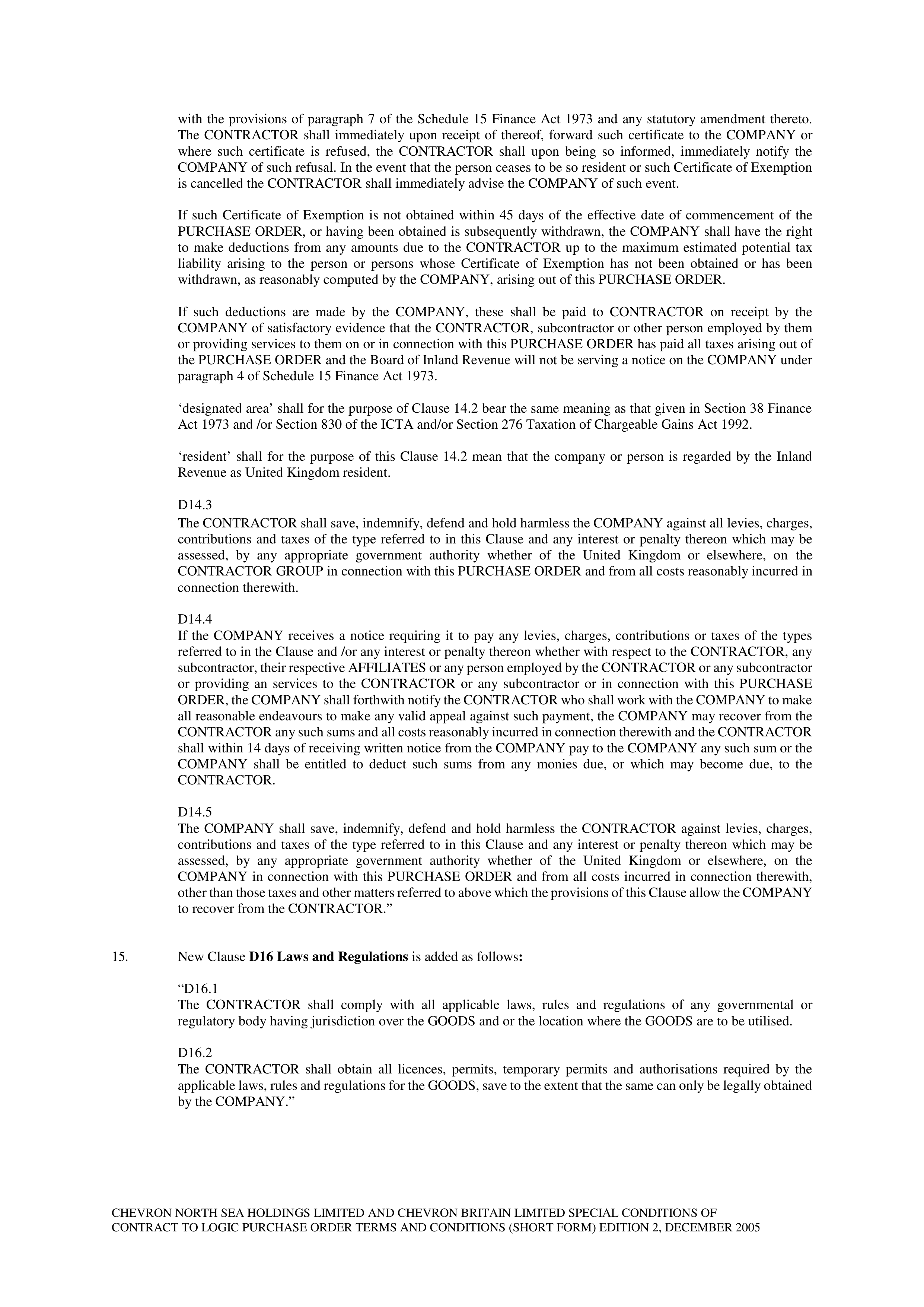 CHEVRON CONTRACT TO LOGIC PURCHASE ORDER TERMS AND CONDITIONS — page 6