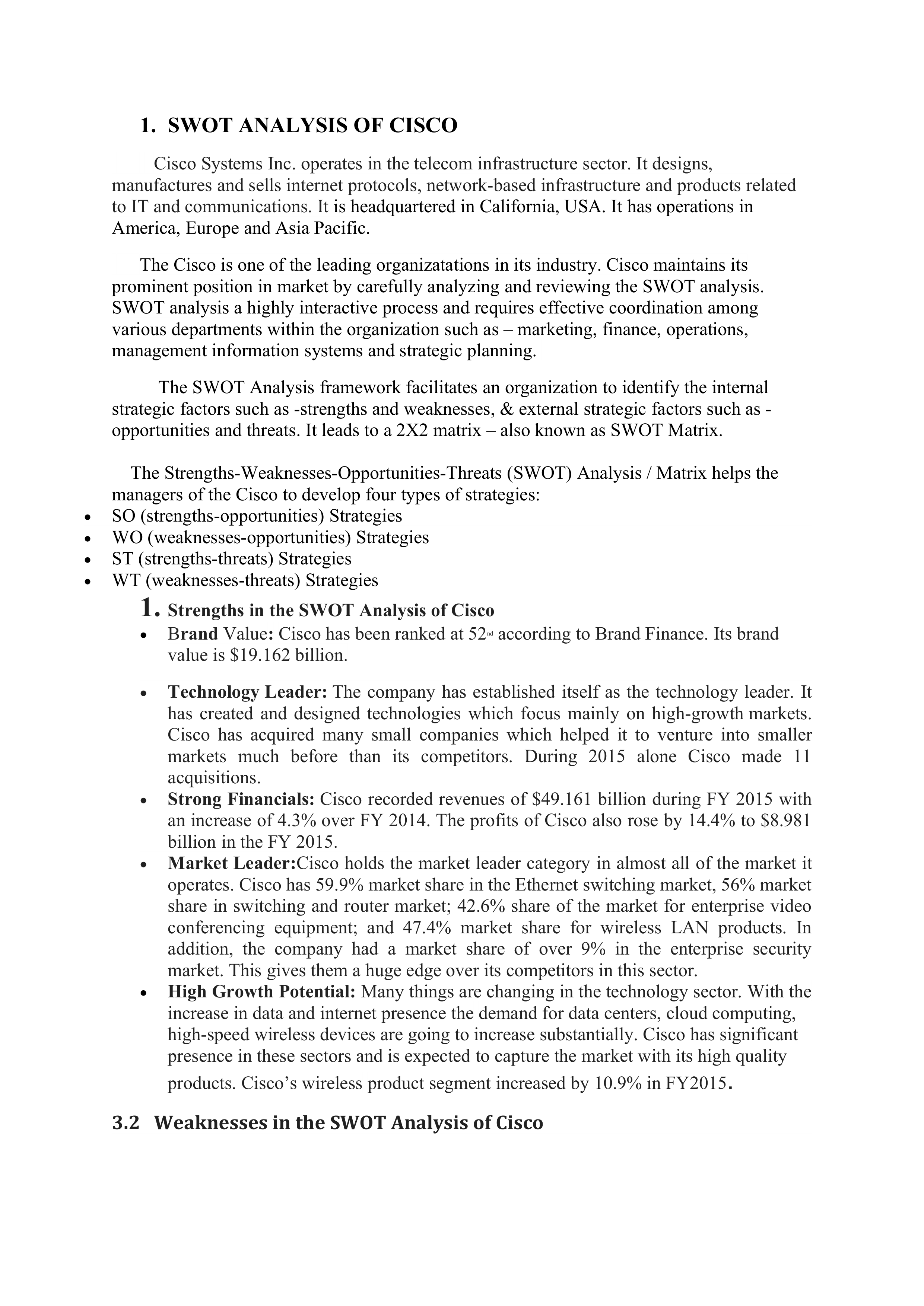 Cisco Swot Analysis  — page 1