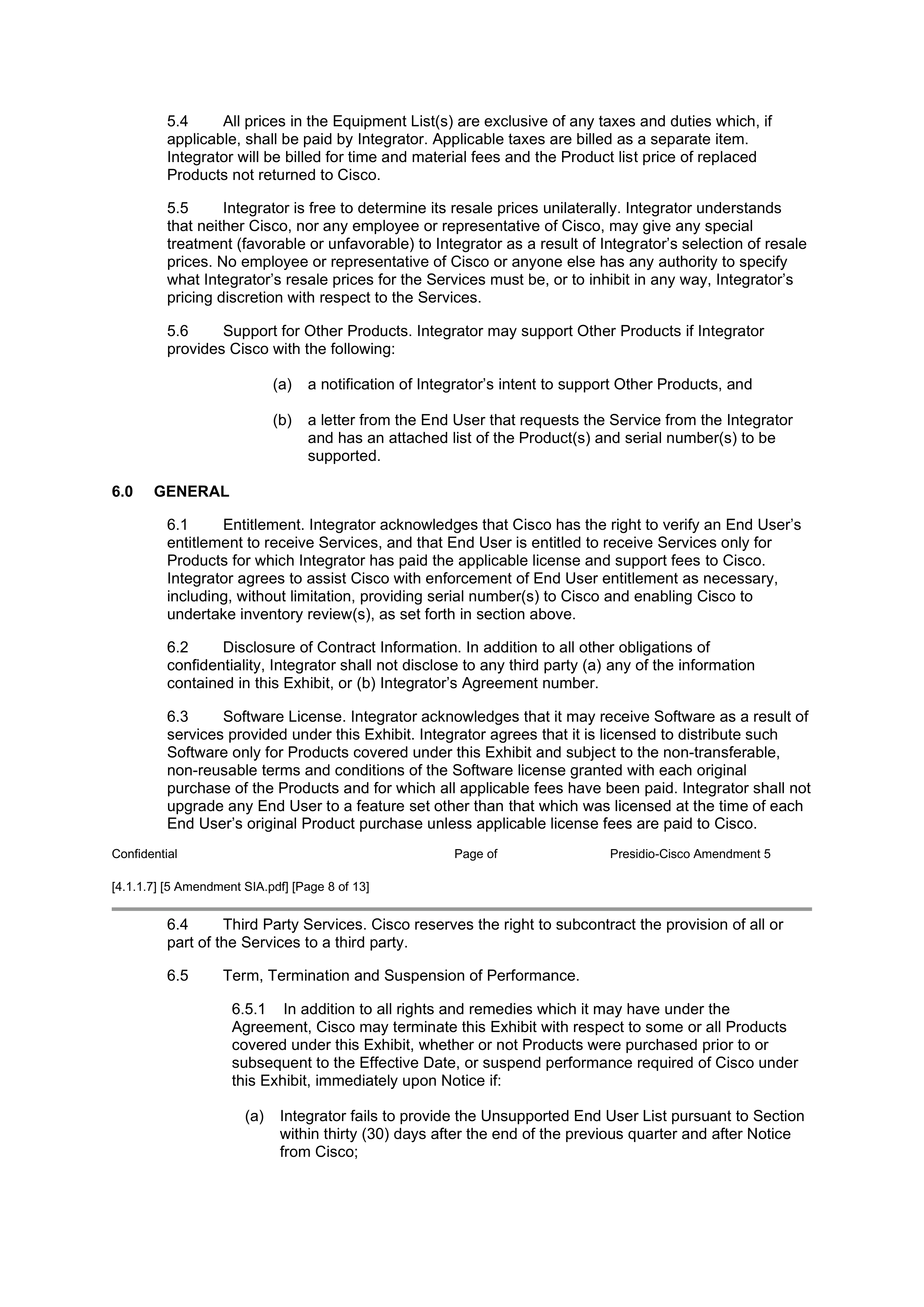 CISCO SYSTEMS INTEGRATOR AGREEMENT — page 100