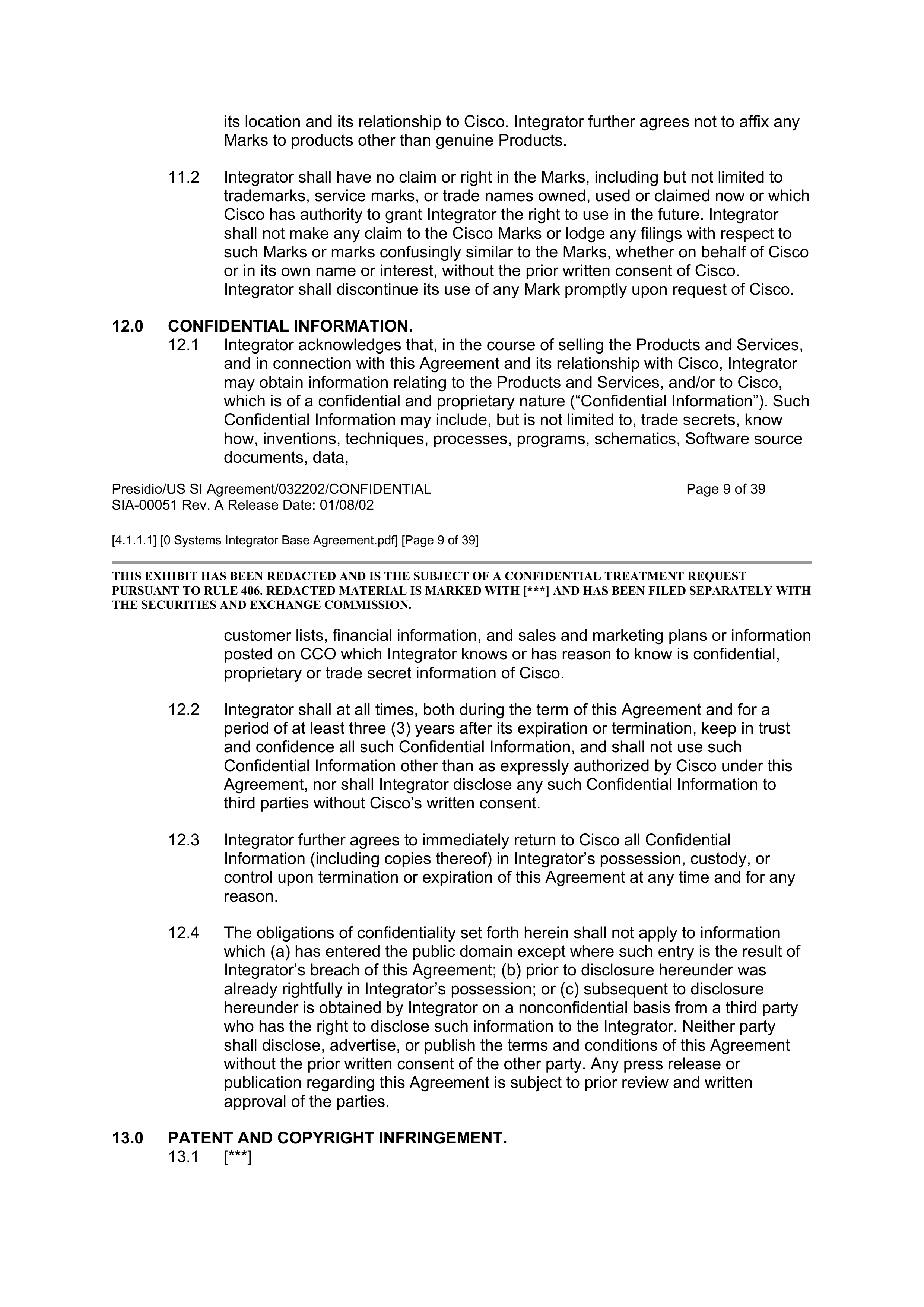 CISCO SYSTEMS INTEGRATOR AGREEMENT — page 11