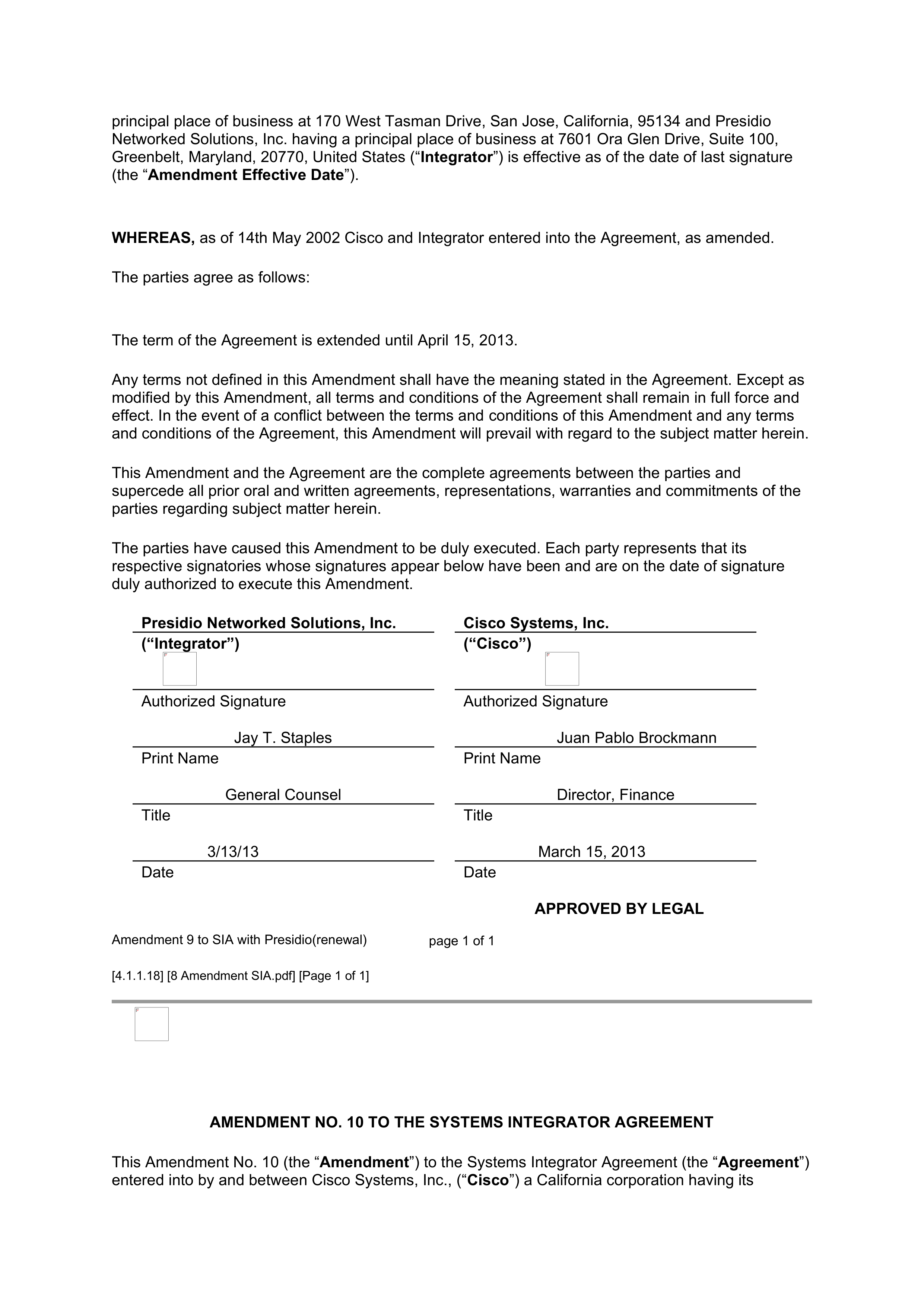 CISCO SYSTEMS INTEGRATOR AGREEMENT — page 110