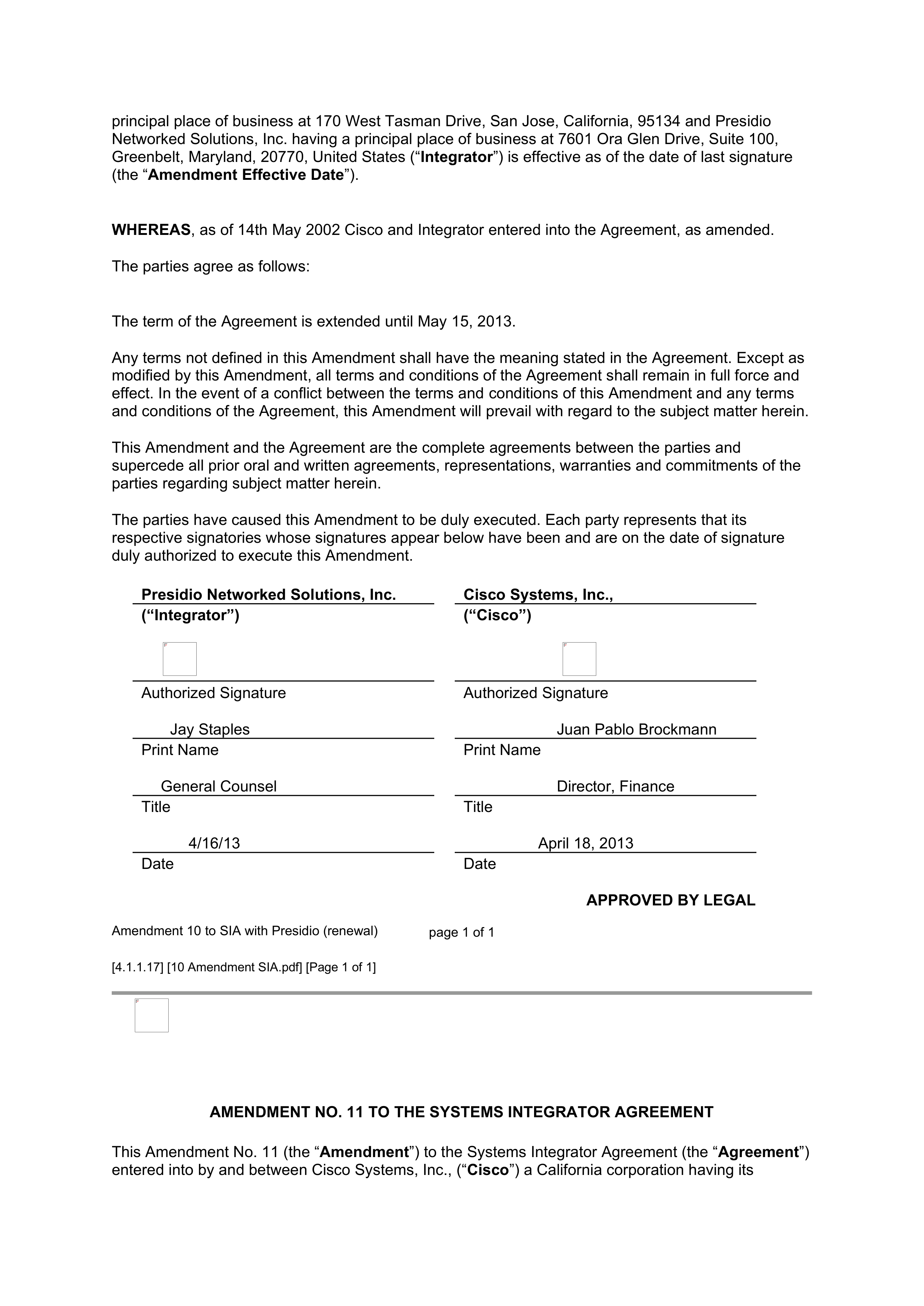 CISCO SYSTEMS INTEGRATOR AGREEMENT — page 111