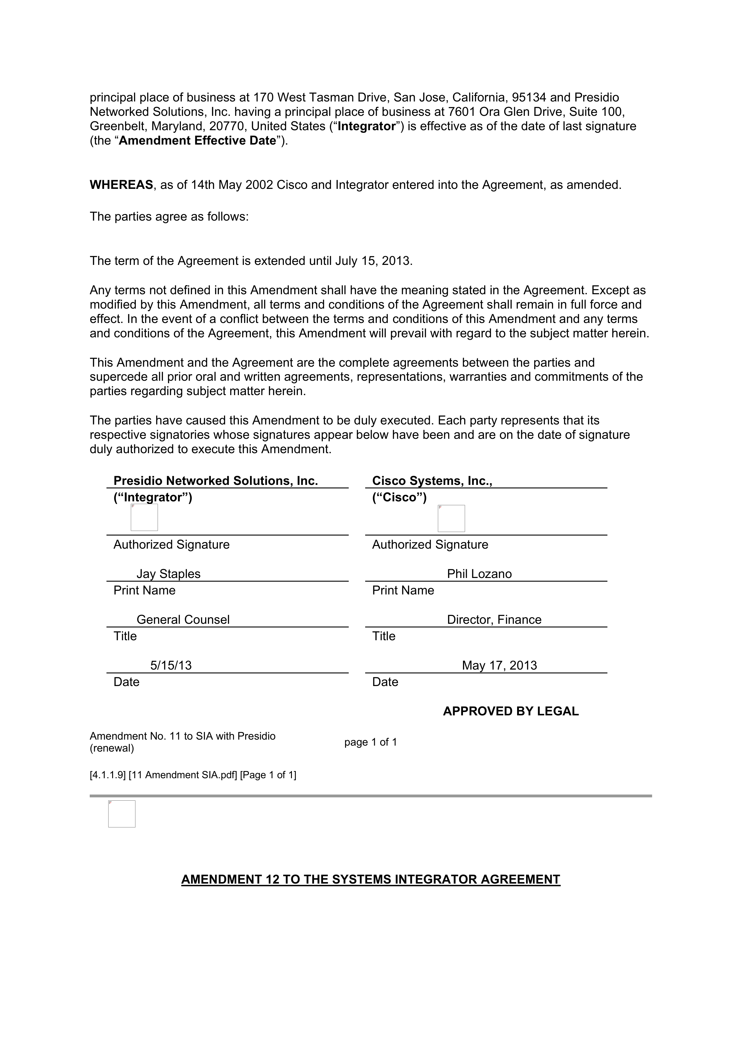 CISCO SYSTEMS INTEGRATOR AGREEMENT — page 112