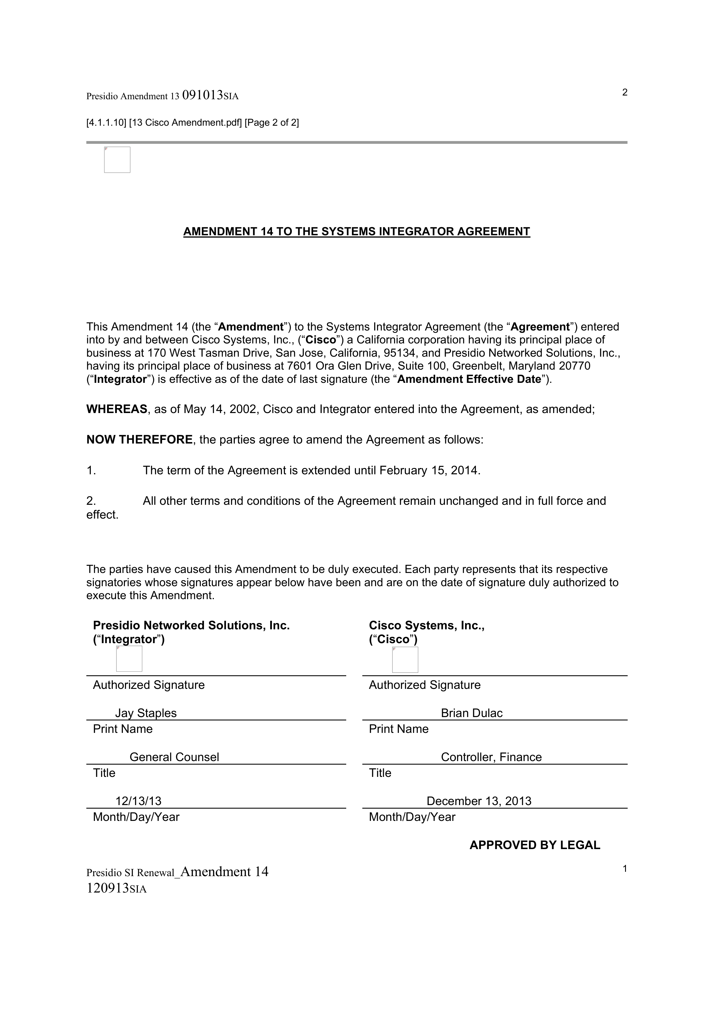 CISCO SYSTEMS INTEGRATOR AGREEMENT — page 115