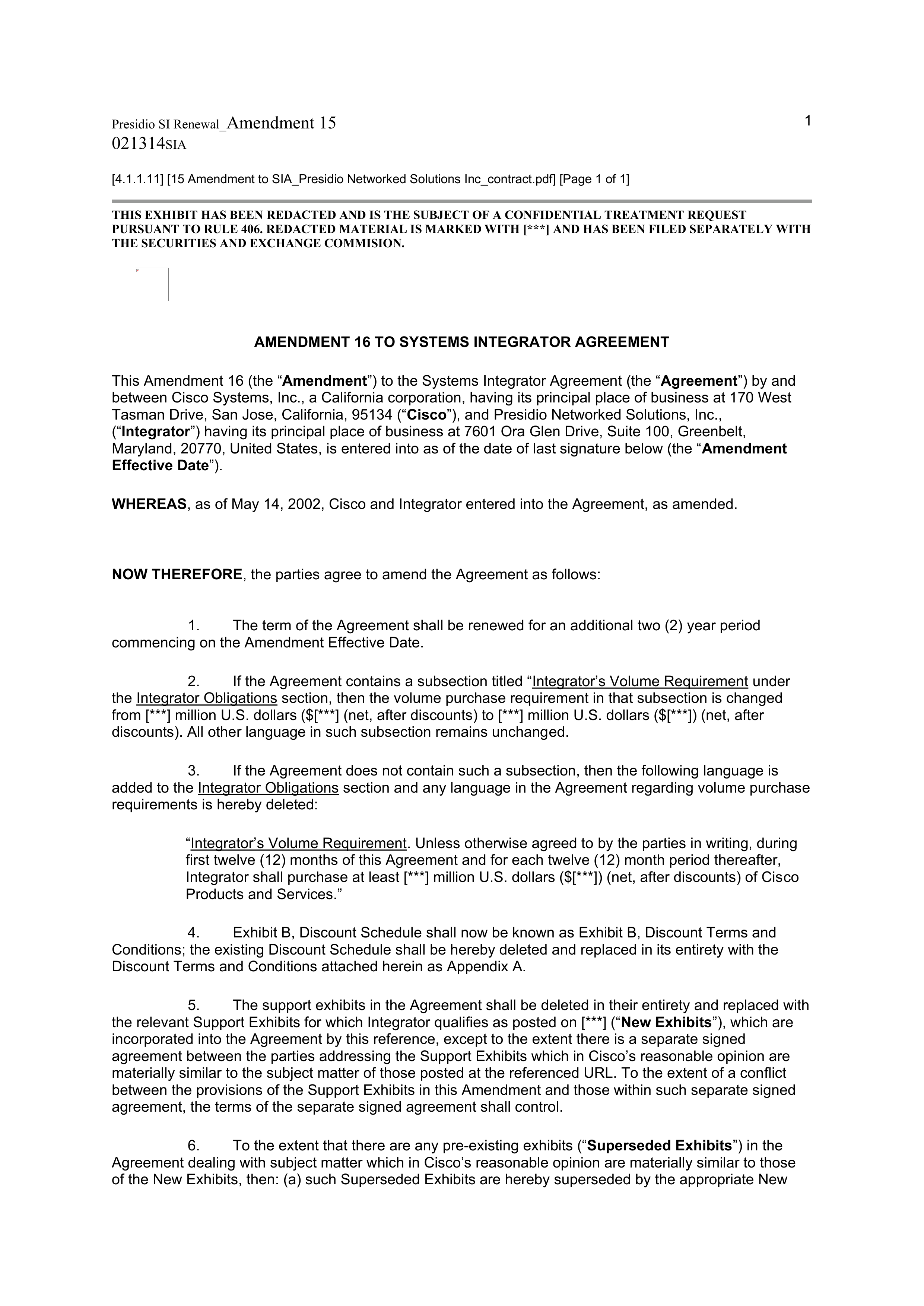 CISCO SYSTEMS INTEGRATOR AGREEMENT — page 117