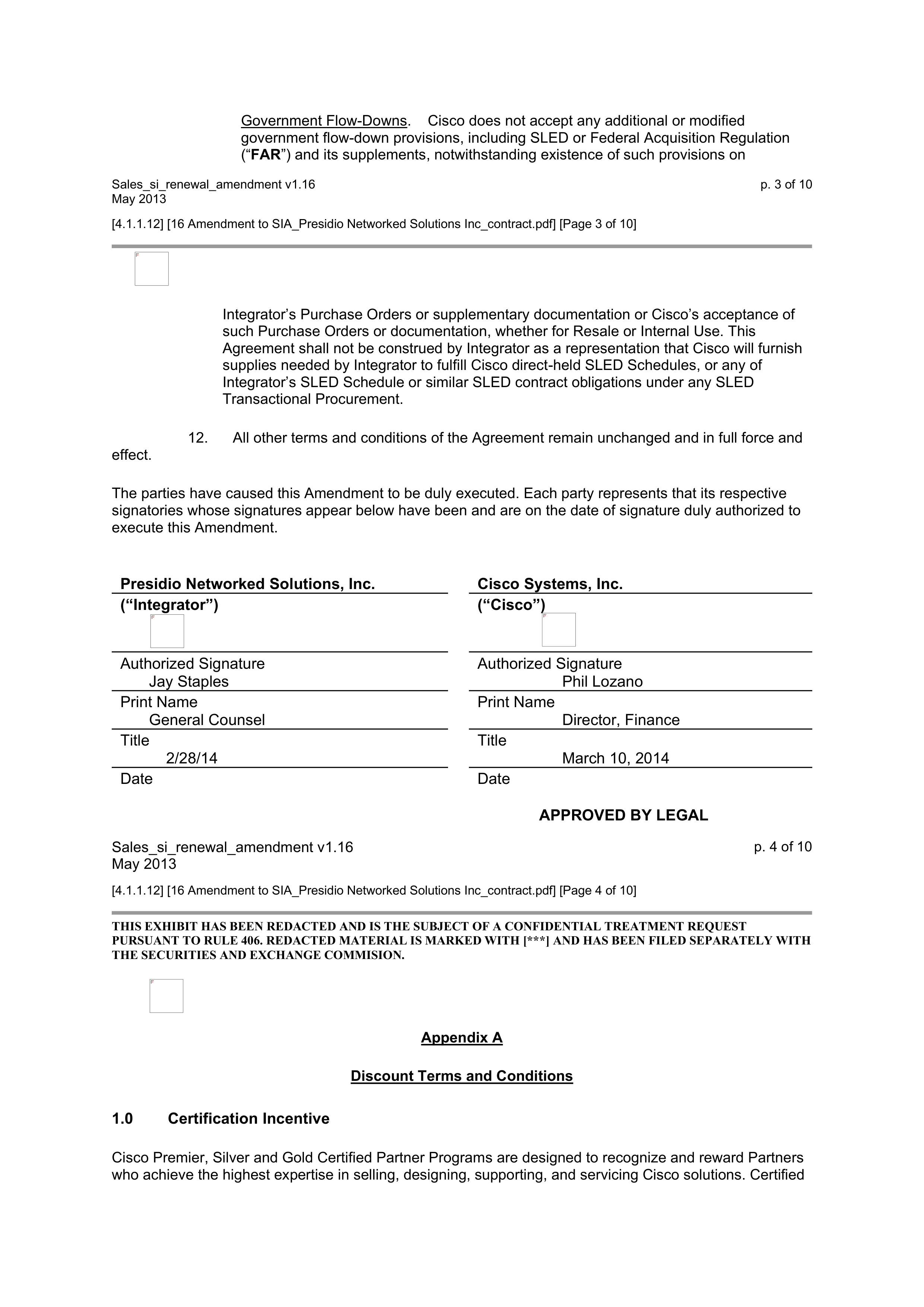 CISCO SYSTEMS INTEGRATOR AGREEMENT — page 120