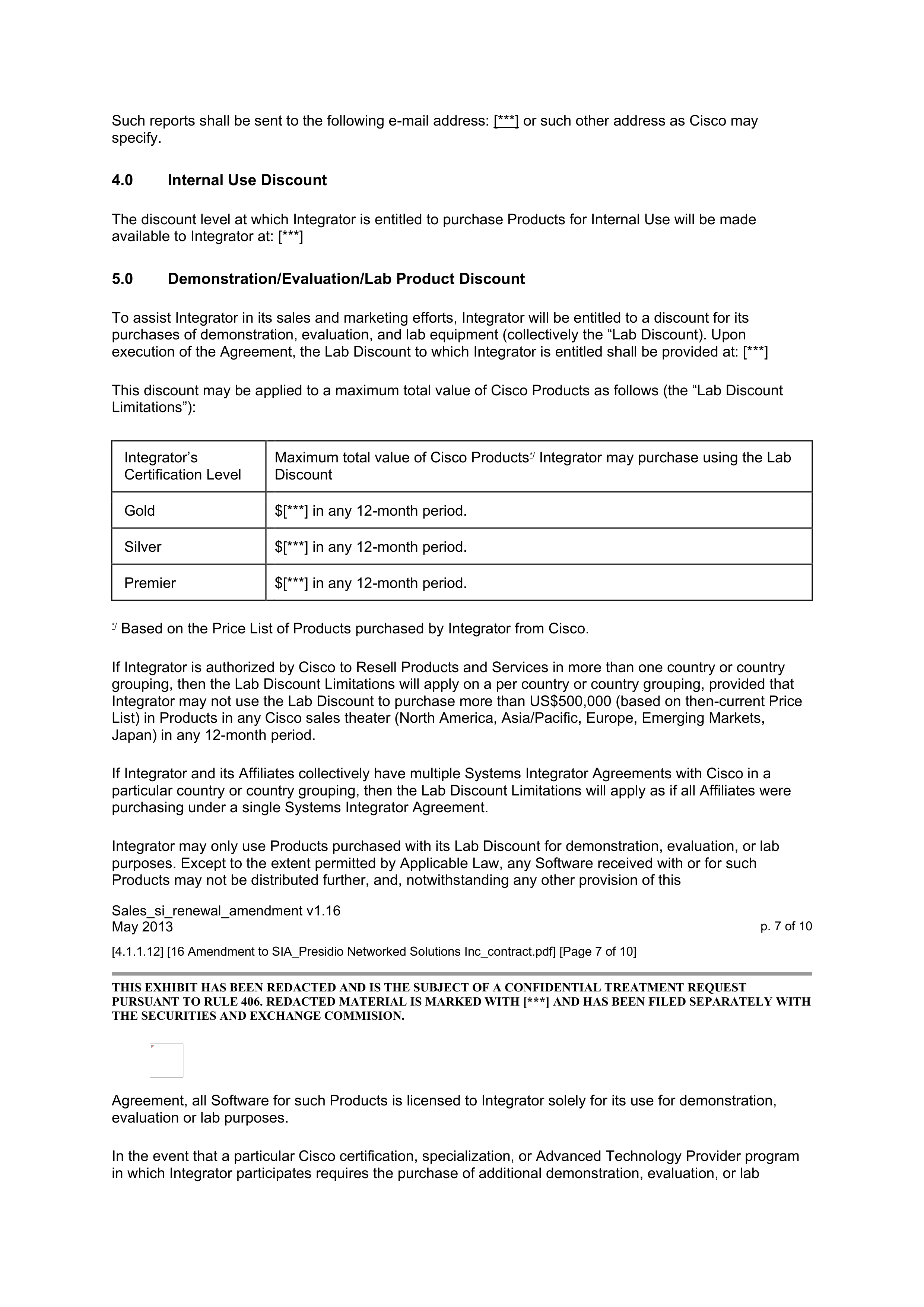 CISCO SYSTEMS INTEGRATOR AGREEMENT — page 123