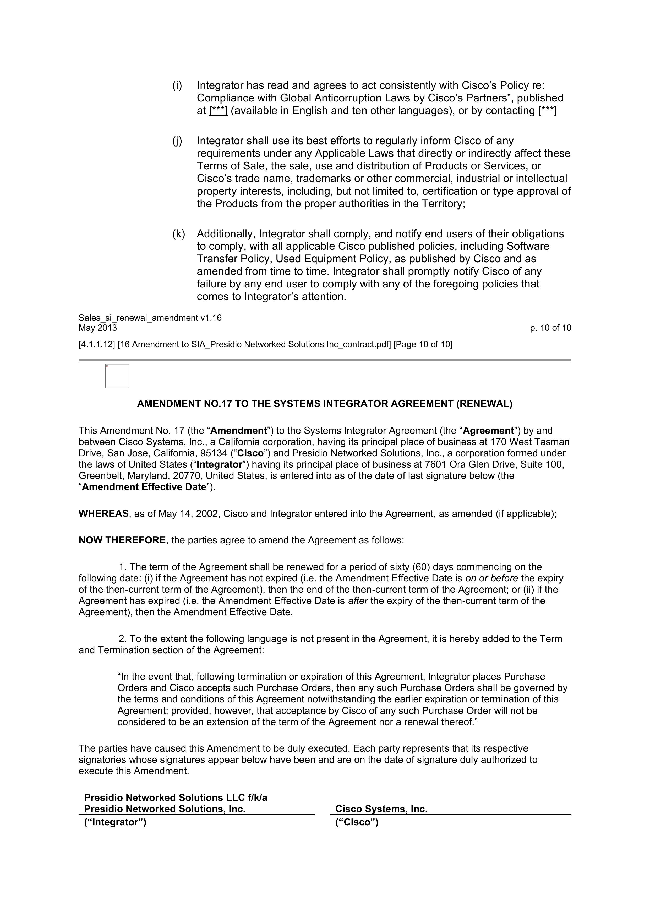CISCO SYSTEMS INTEGRATOR AGREEMENT — page 126