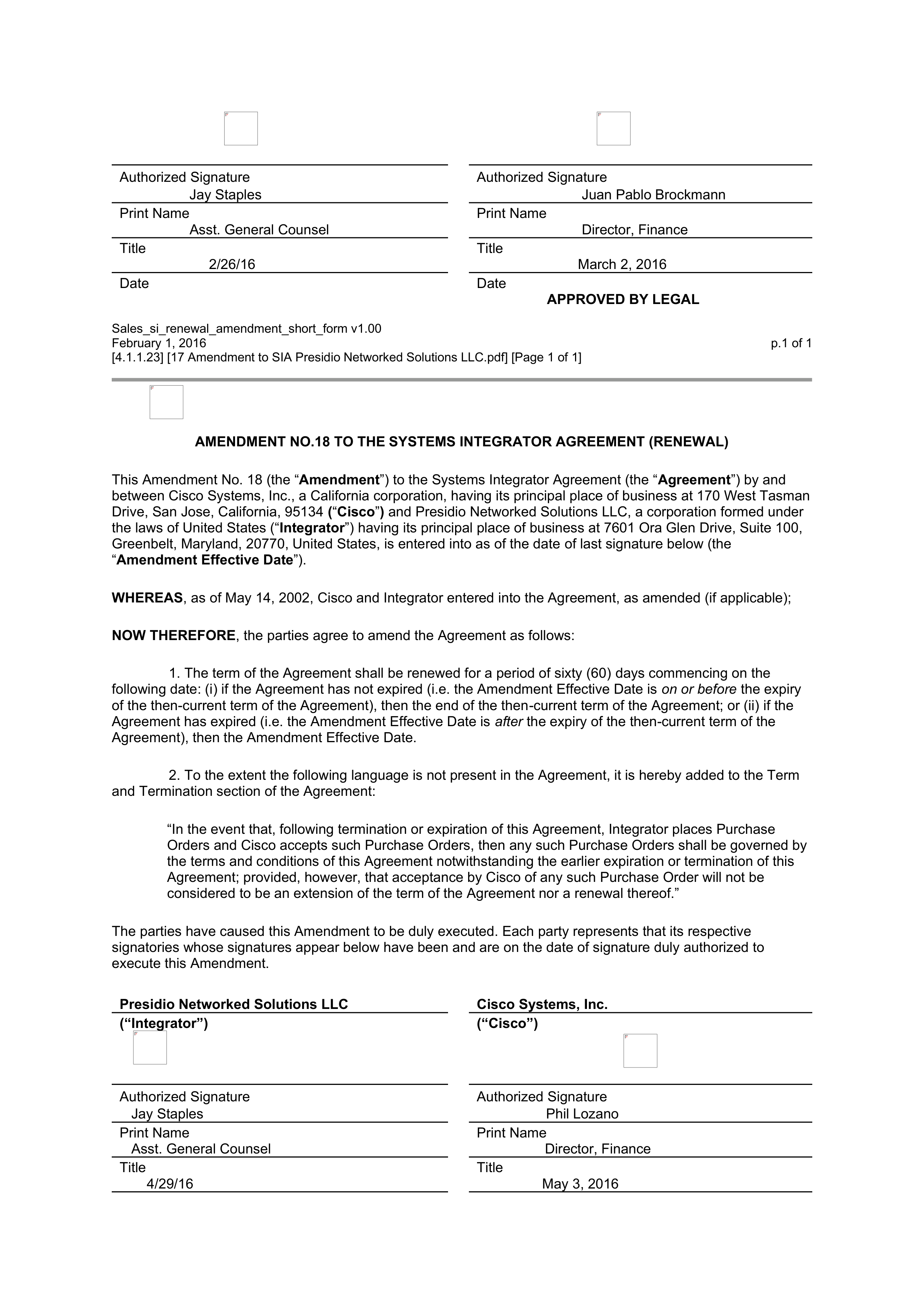 CISCO SYSTEMS INTEGRATOR AGREEMENT — page 127