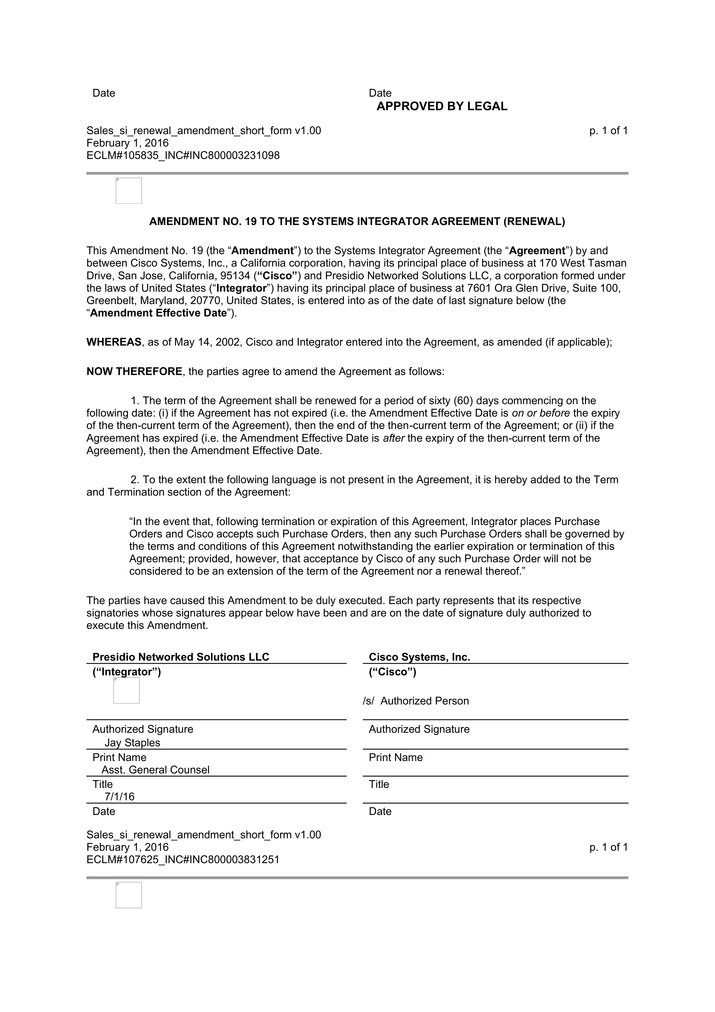 CISCO SYSTEMS INTEGRATOR AGREEMENT — page 128