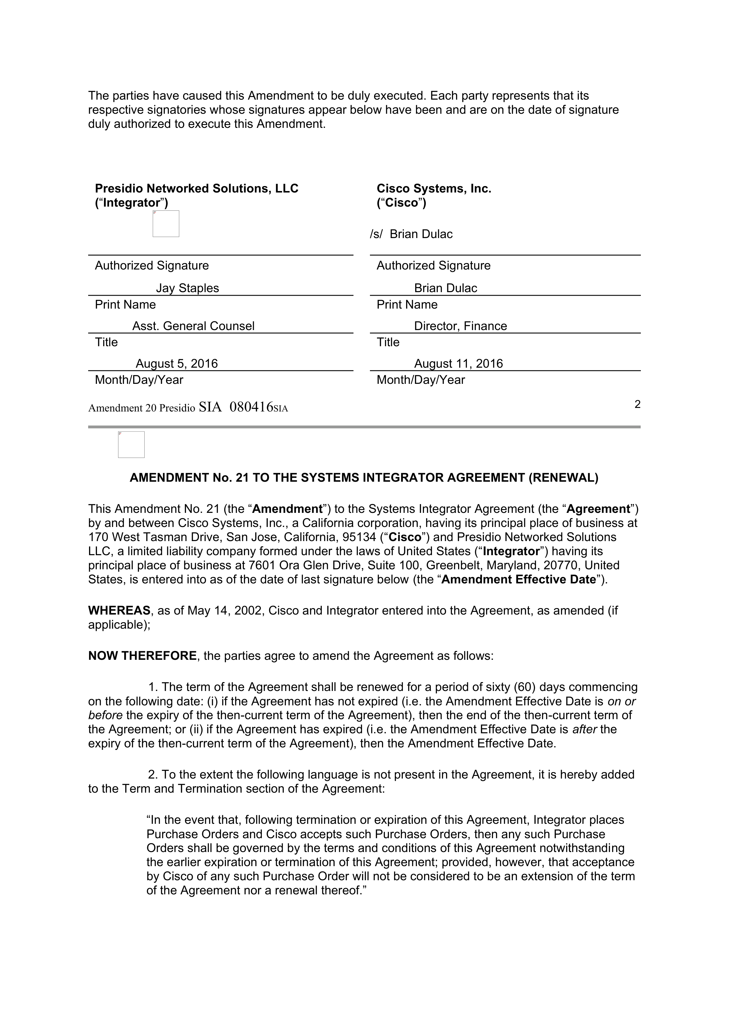 CISCO SYSTEMS INTEGRATOR AGREEMENT — page 130
