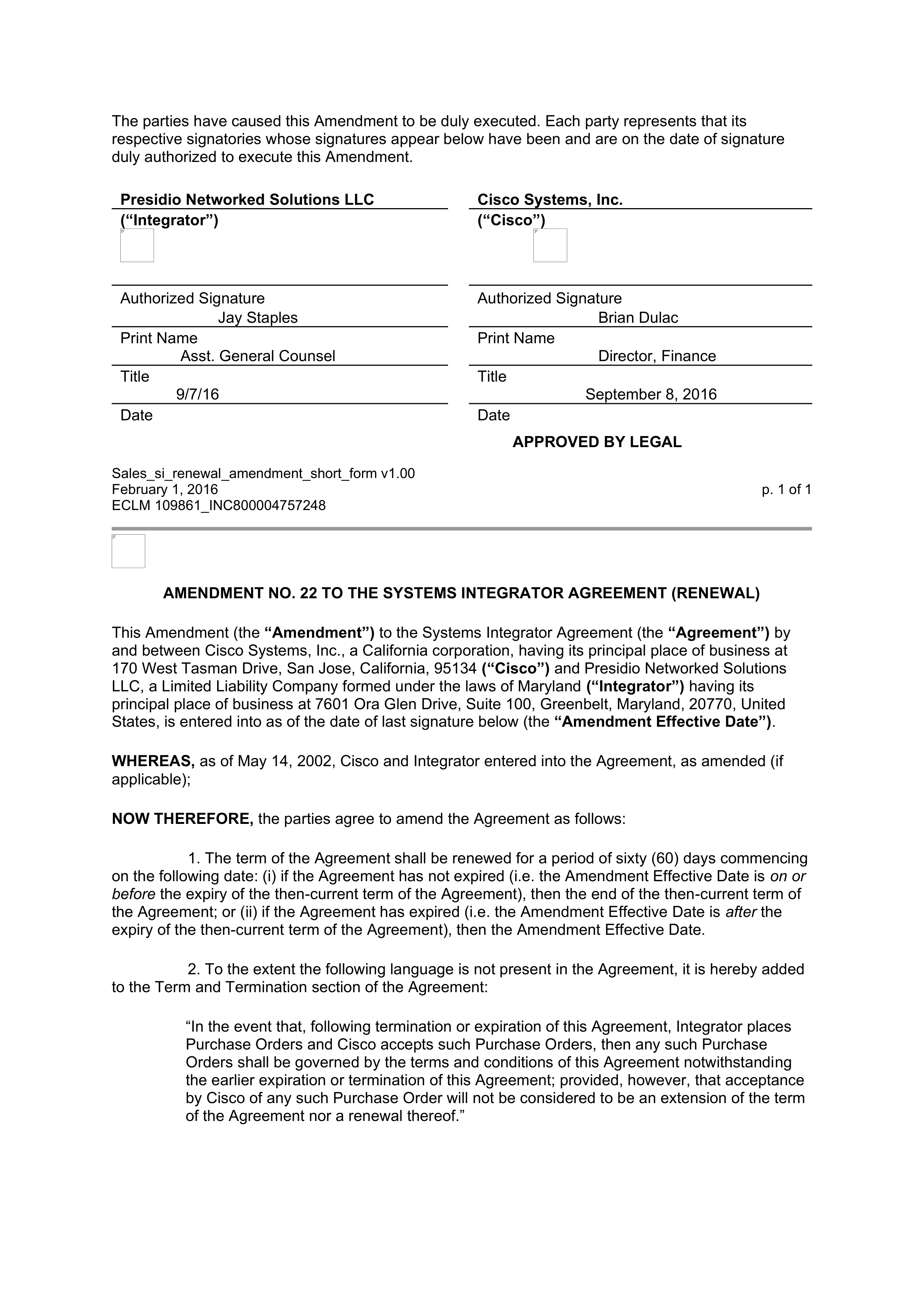 CISCO SYSTEMS INTEGRATOR AGREEMENT — page 131