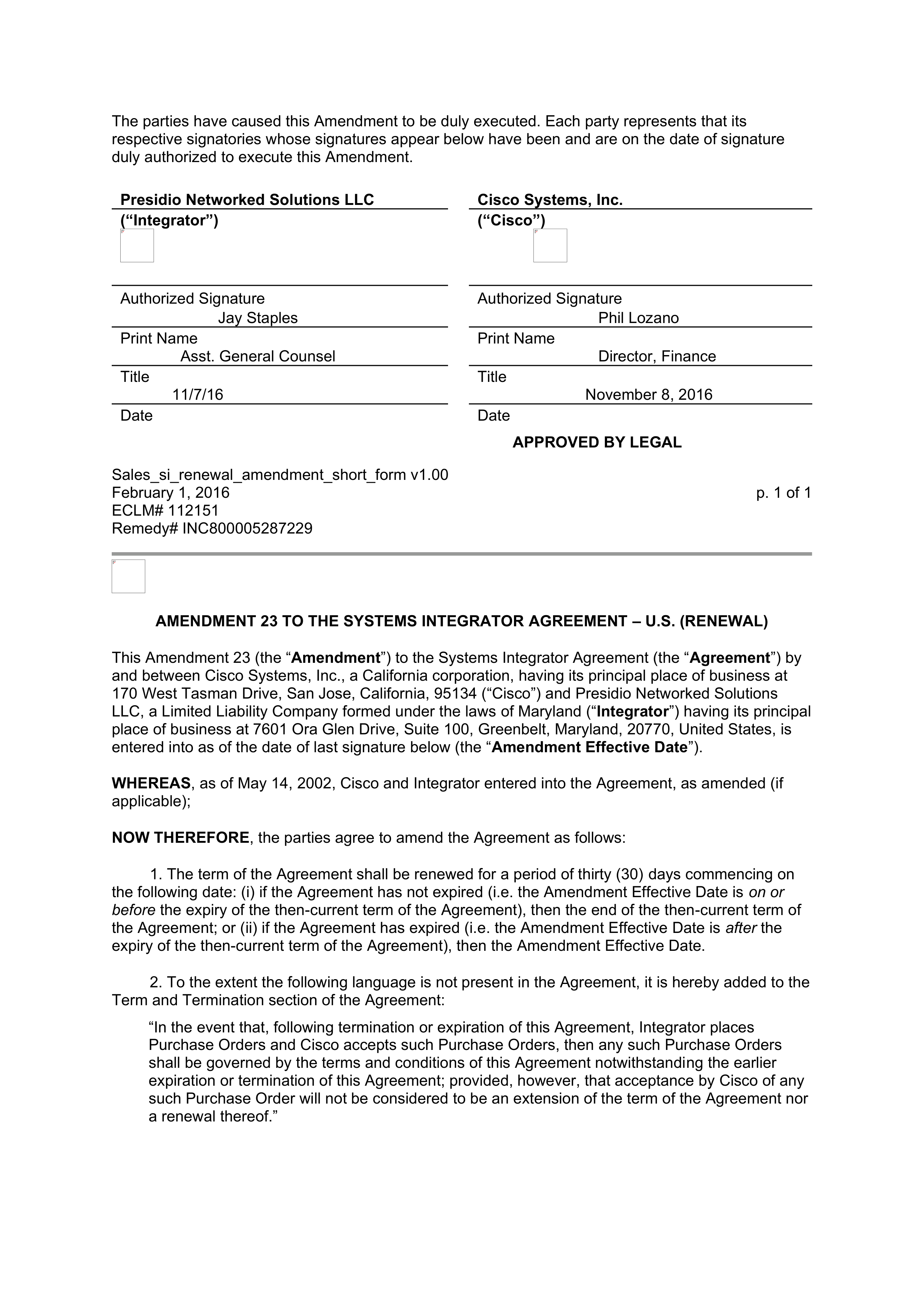 CISCO SYSTEMS INTEGRATOR AGREEMENT — page 132