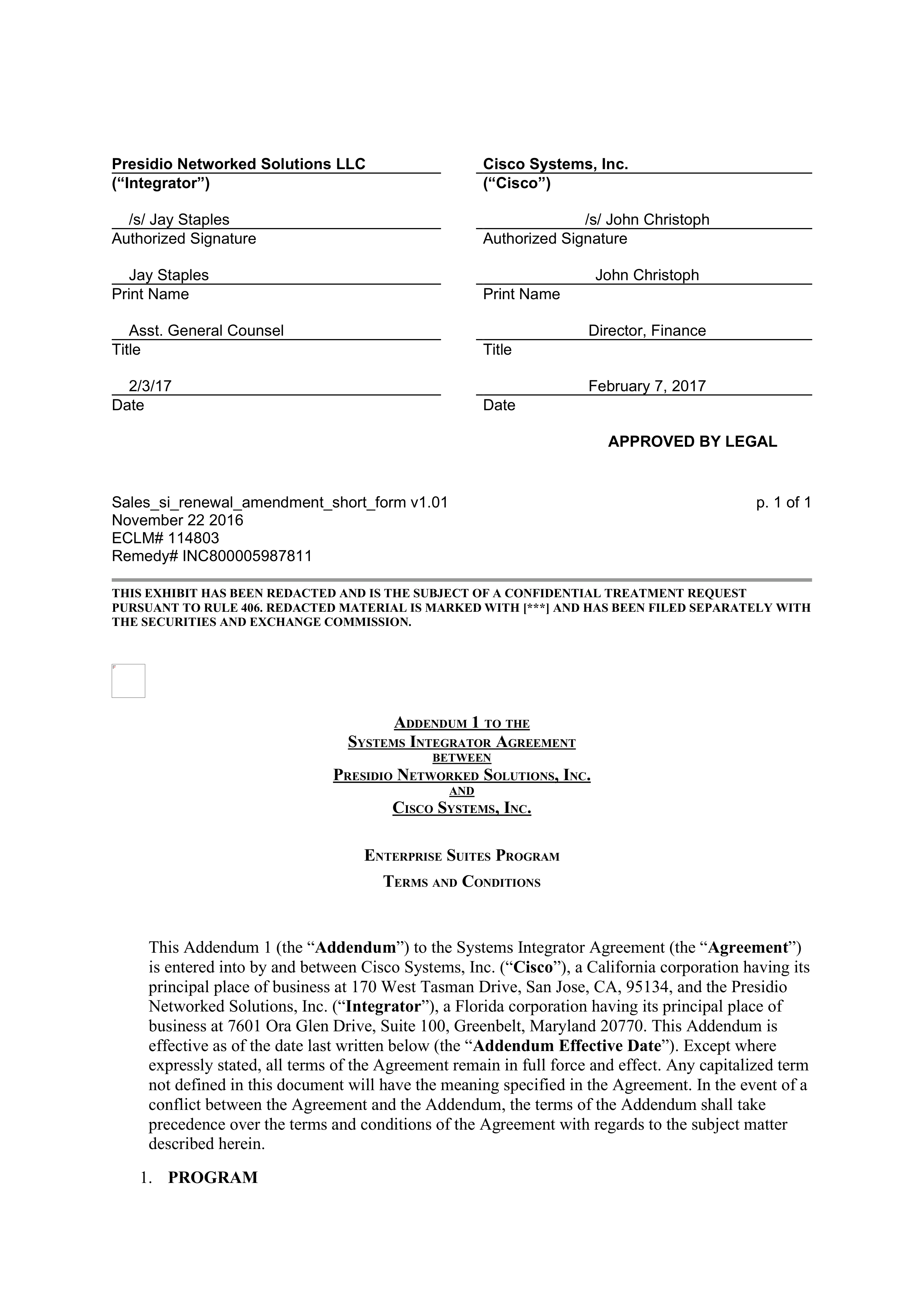 CISCO SYSTEMS INTEGRATOR AGREEMENT — page 134