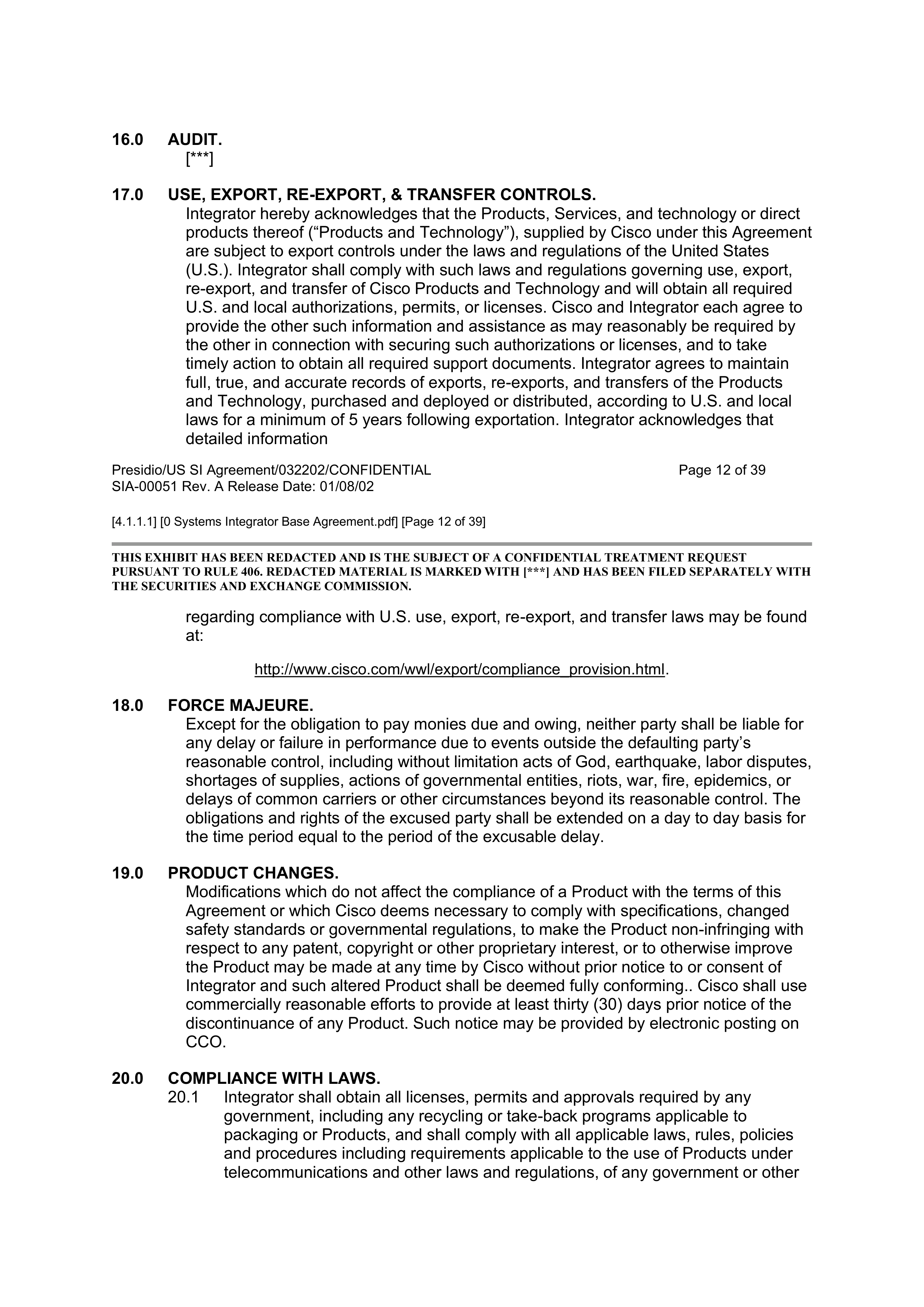 CISCO SYSTEMS INTEGRATOR AGREEMENT — page 14