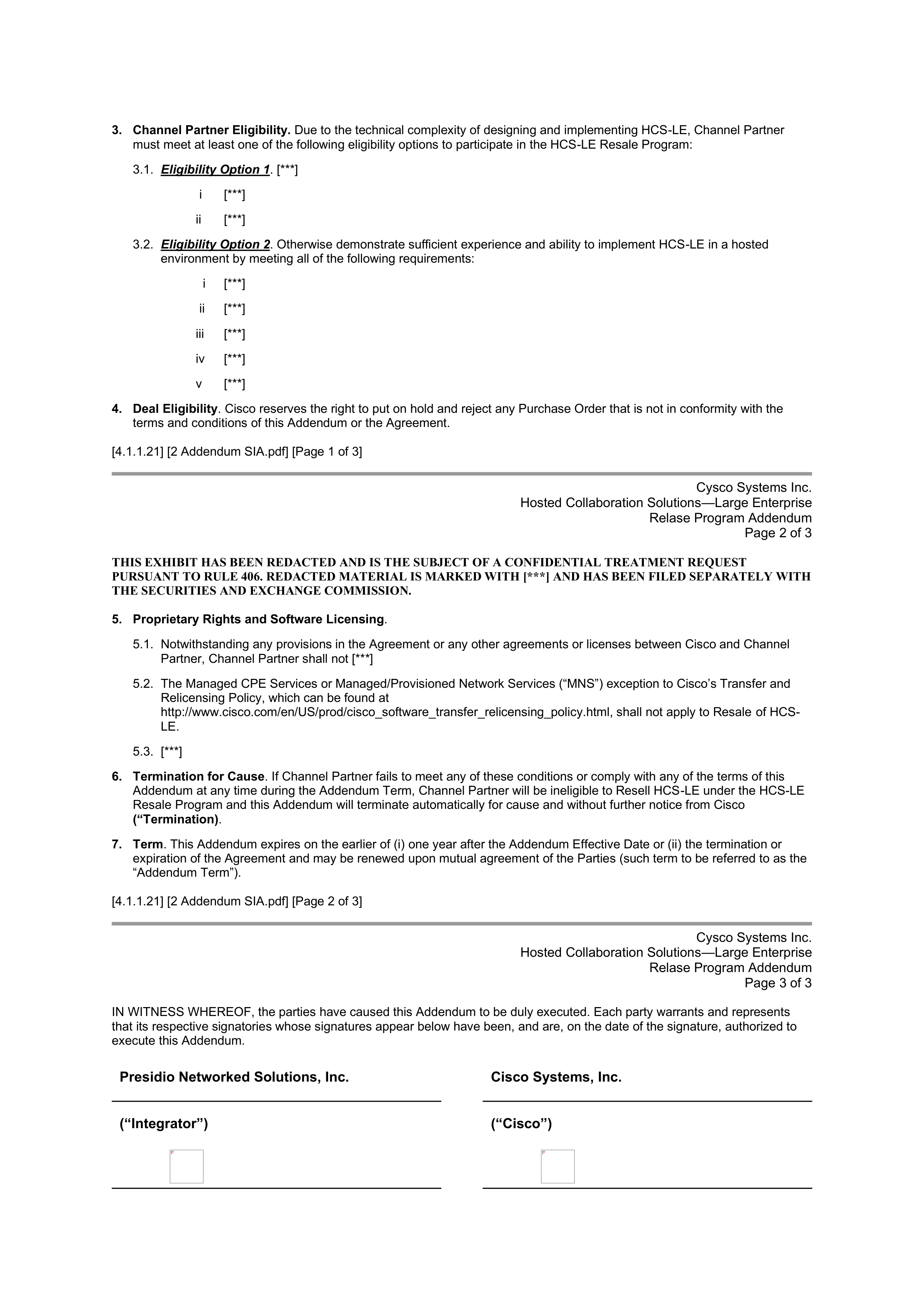 CISCO SYSTEMS INTEGRATOR AGREEMENT — page 141